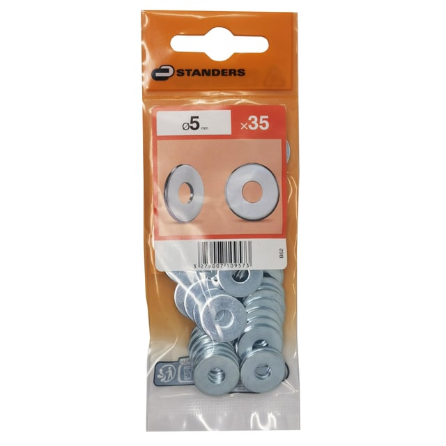 35 rondelles acier zingué STANDERS, Ø5 mm