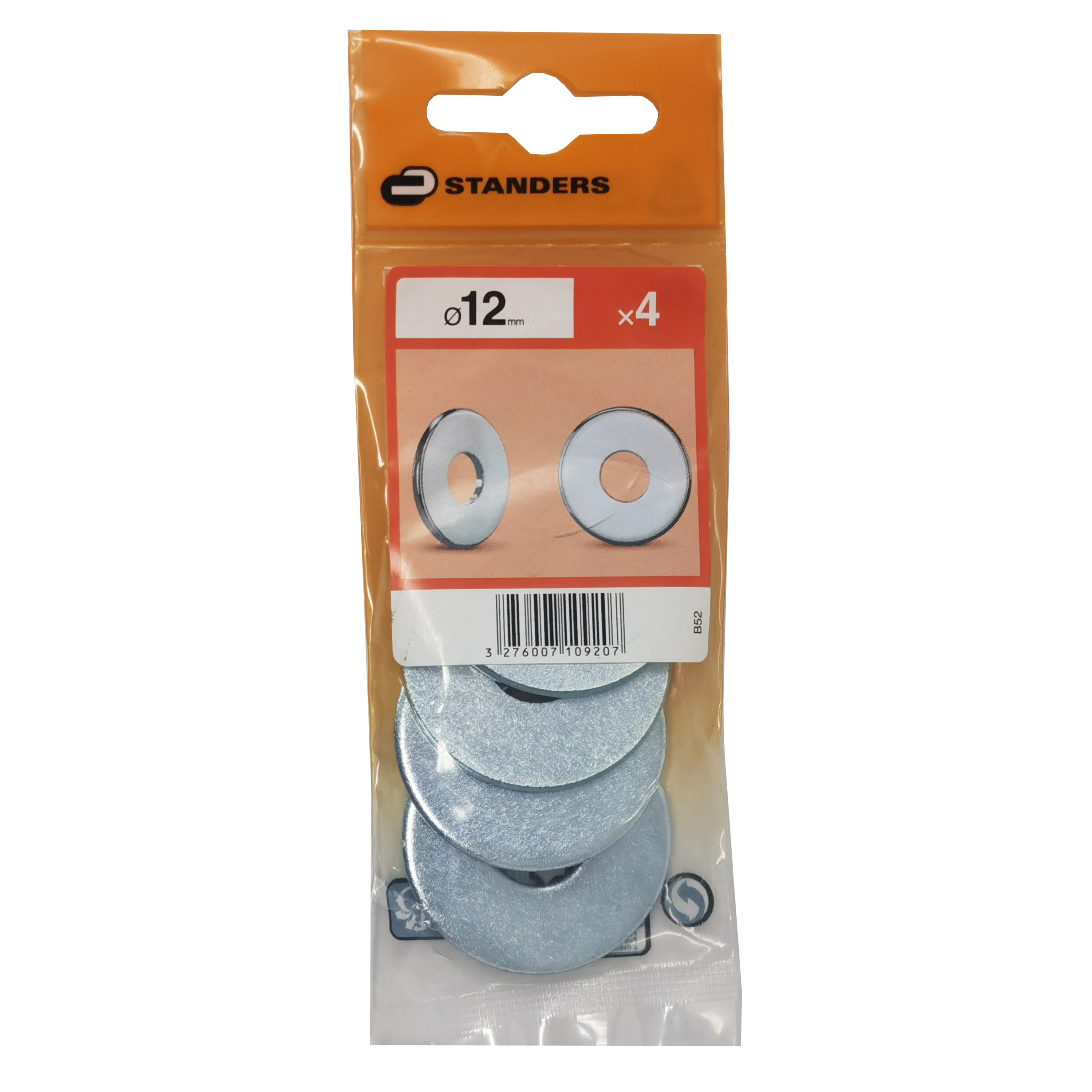 4 anilhas planas largas aço zincado com 12 mm de Ø interno Standers - 3