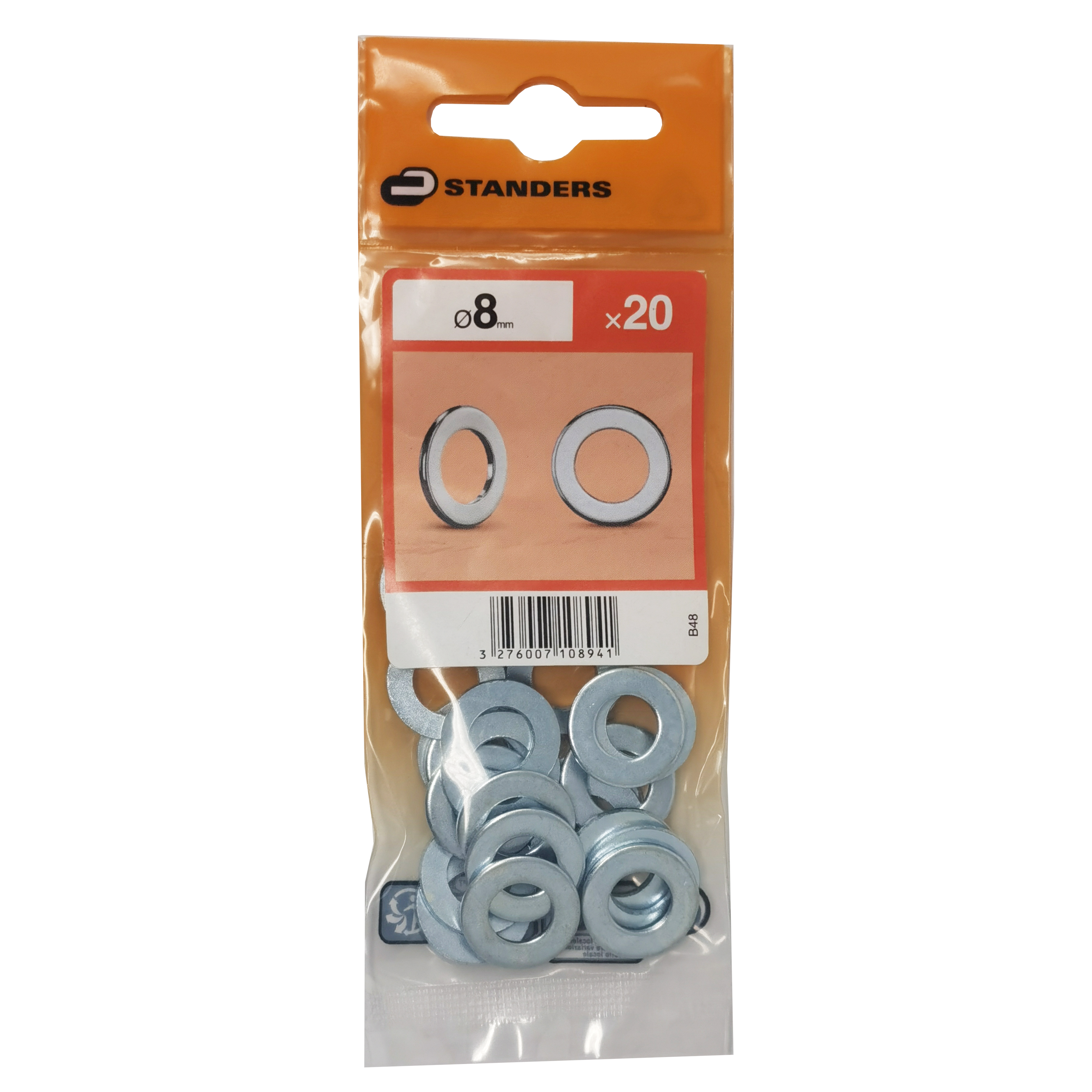 20 anilhas planas estreitas aço zincado com 8 mm de Ø interno - 3