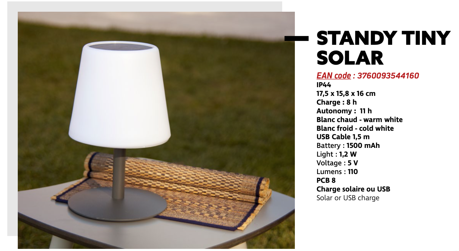 Lampada solare decorativa STANDY SOLAR, luce bianco caldo bianco freddodimmerabile BATIMEX - 8
