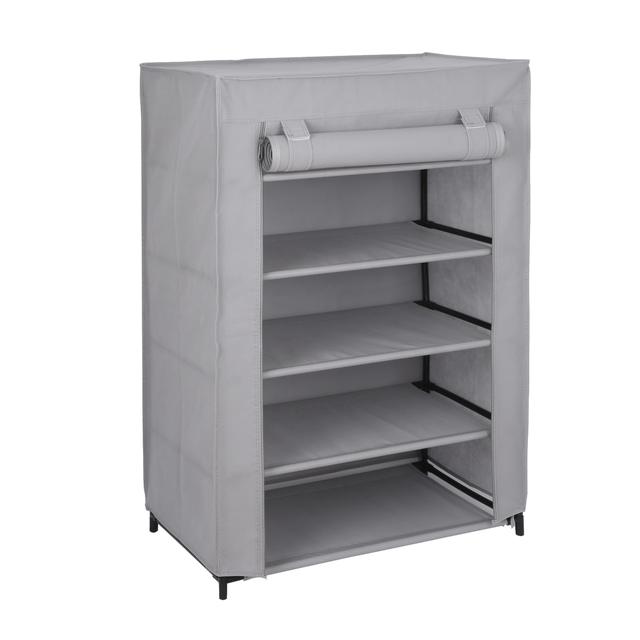 Zapatero Spaceo de tejido gris con 1 compartimento para 15 pares 60x90x35 cm