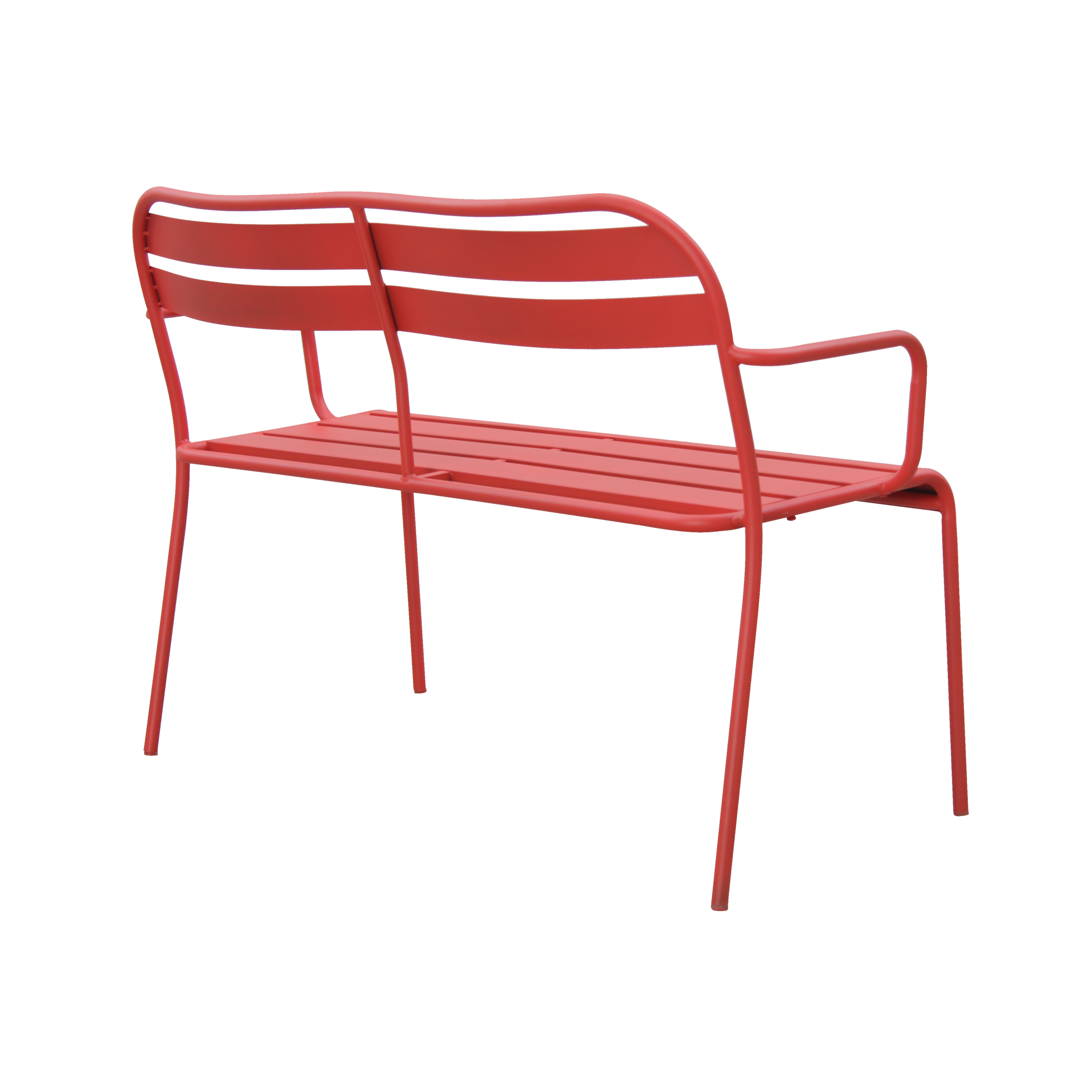 Banco de exterior de metal naterial café rojo