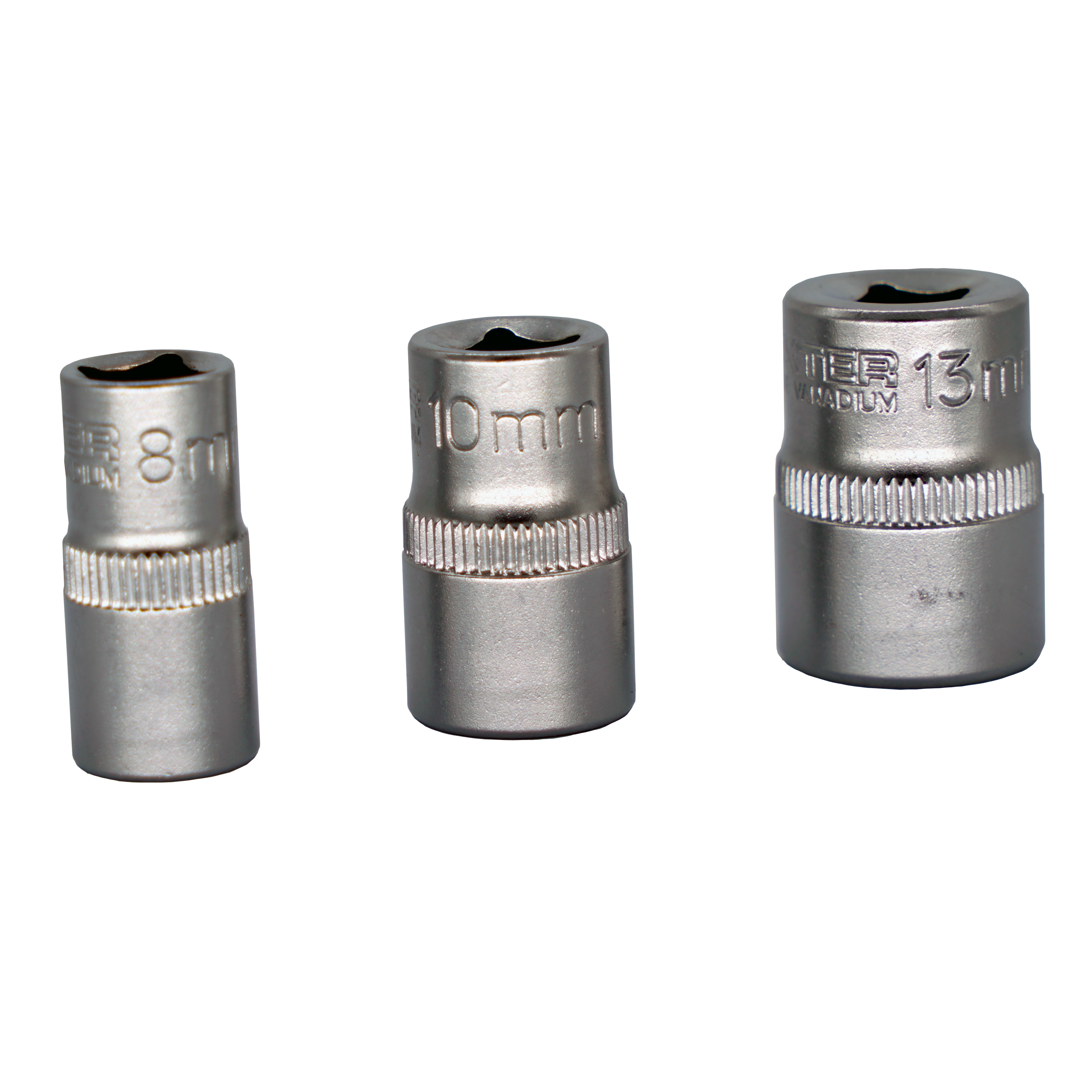 Conjunto de 3 chaves de caixa sextavadas 1/4'' de 8, 10 e 13 mm