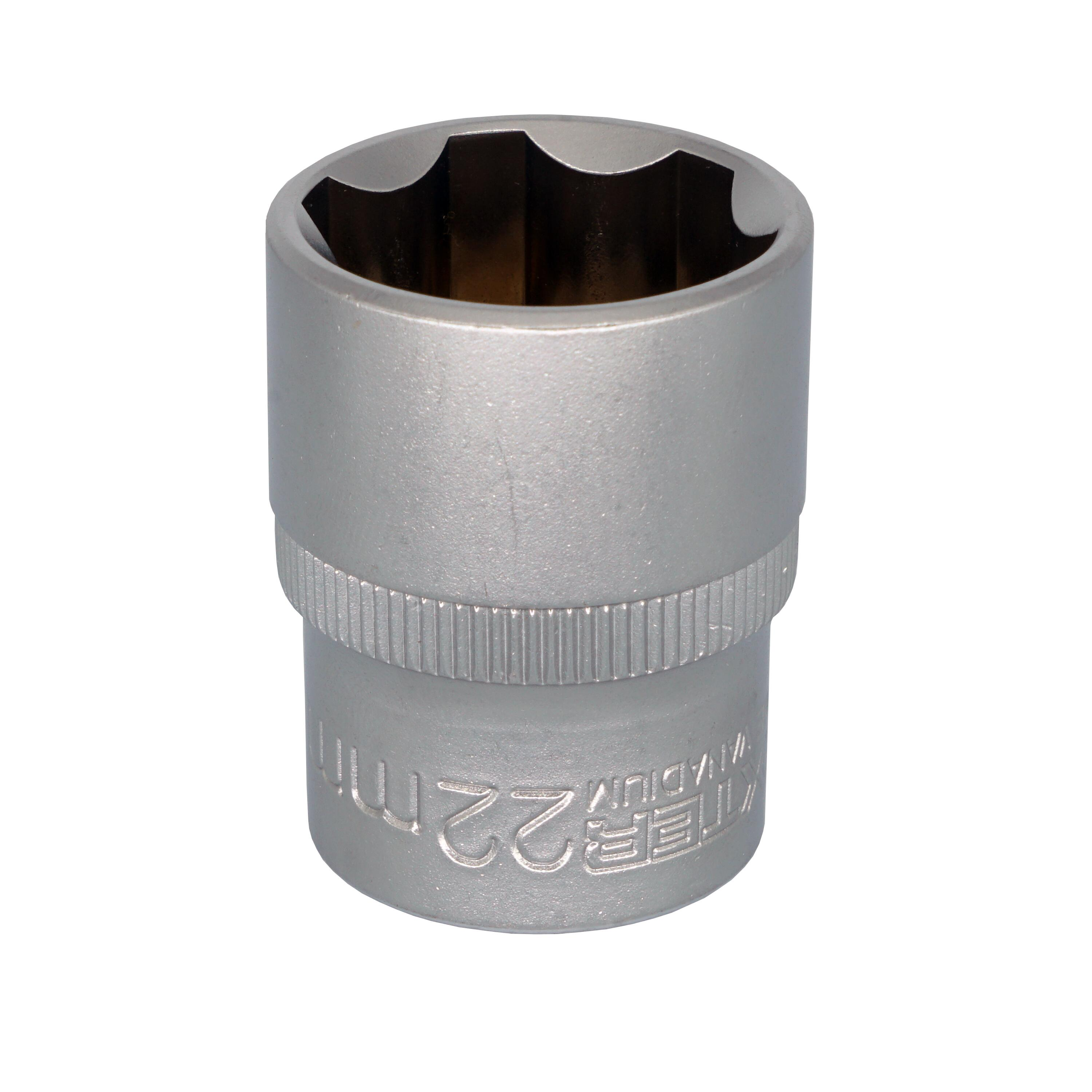 Llave de vaso dexter de 6 caras de 22 mm con cuadradillo de 1/2