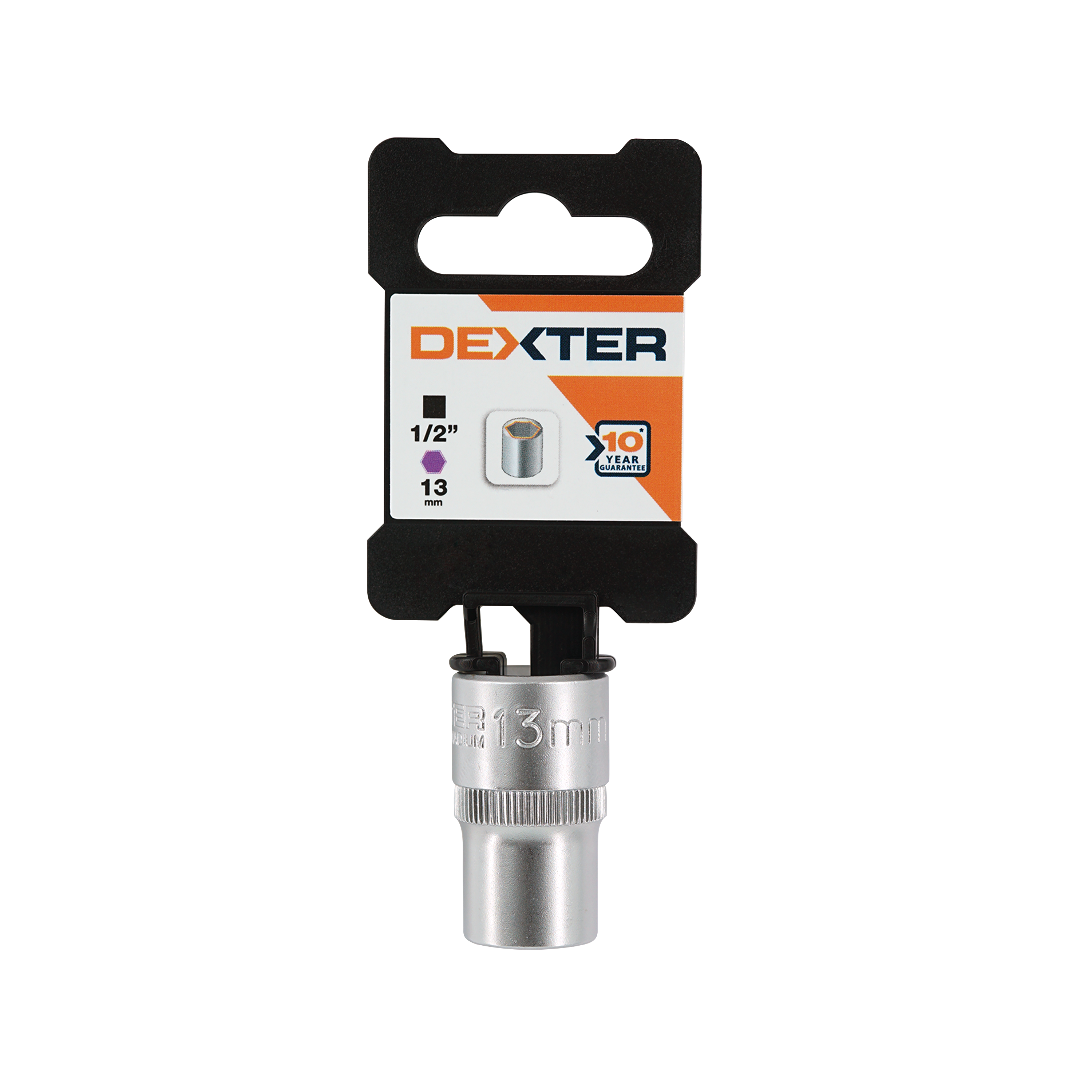 Llave de vaso DEXTER de 6 caras de 13 mm con cuadradillo de 1/2
