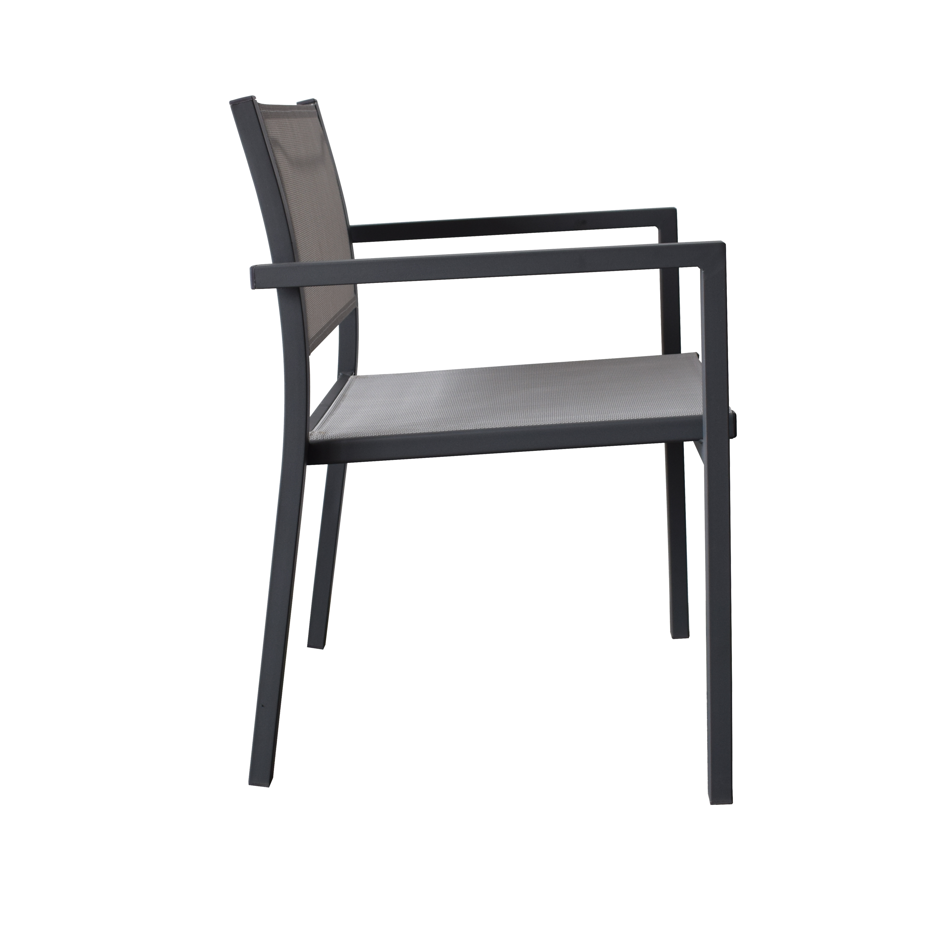 Sedia da giardino con braccioli Contemporary, struttura e seduta in textilene antracite - 2