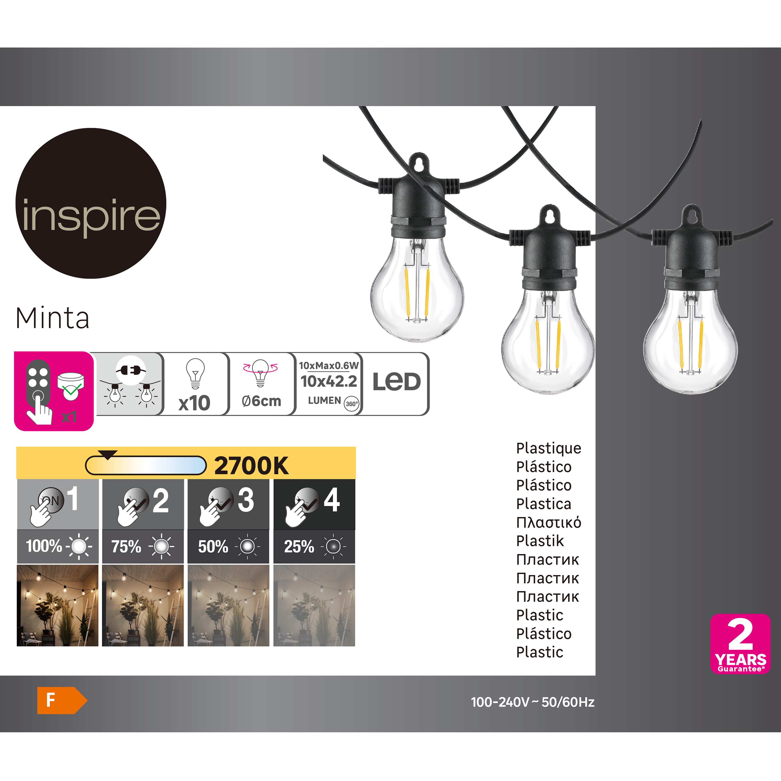 Guirnalda led Minta INSPIRE 10 luces negra con mando - 8