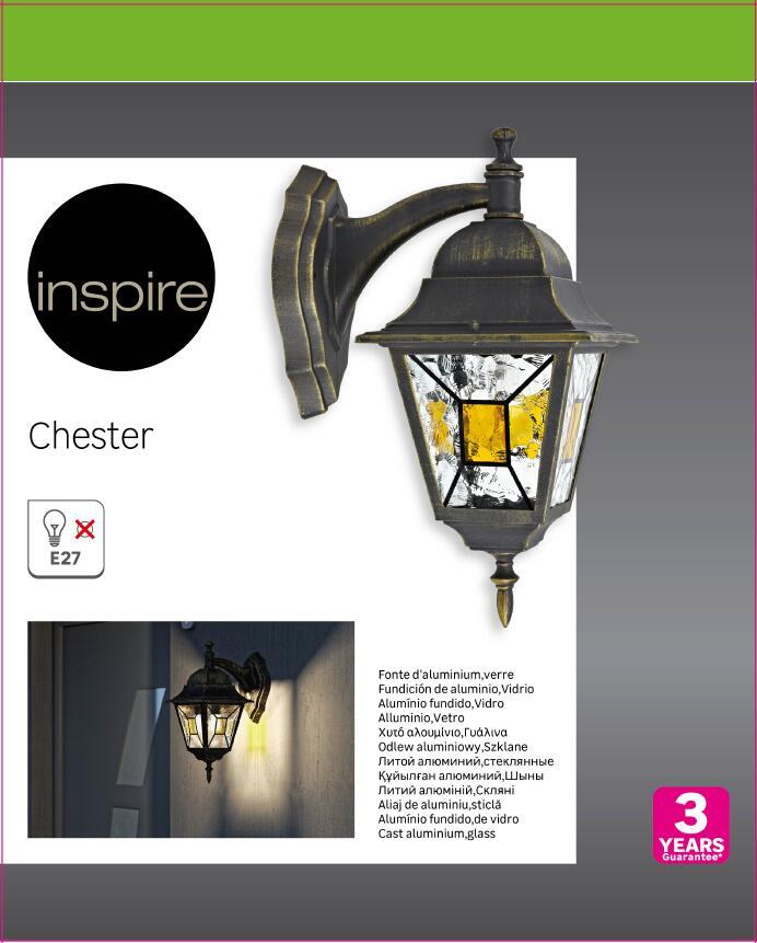 Applique rustico da esterno Chester nero IP44 E27 INSPIRE - 6