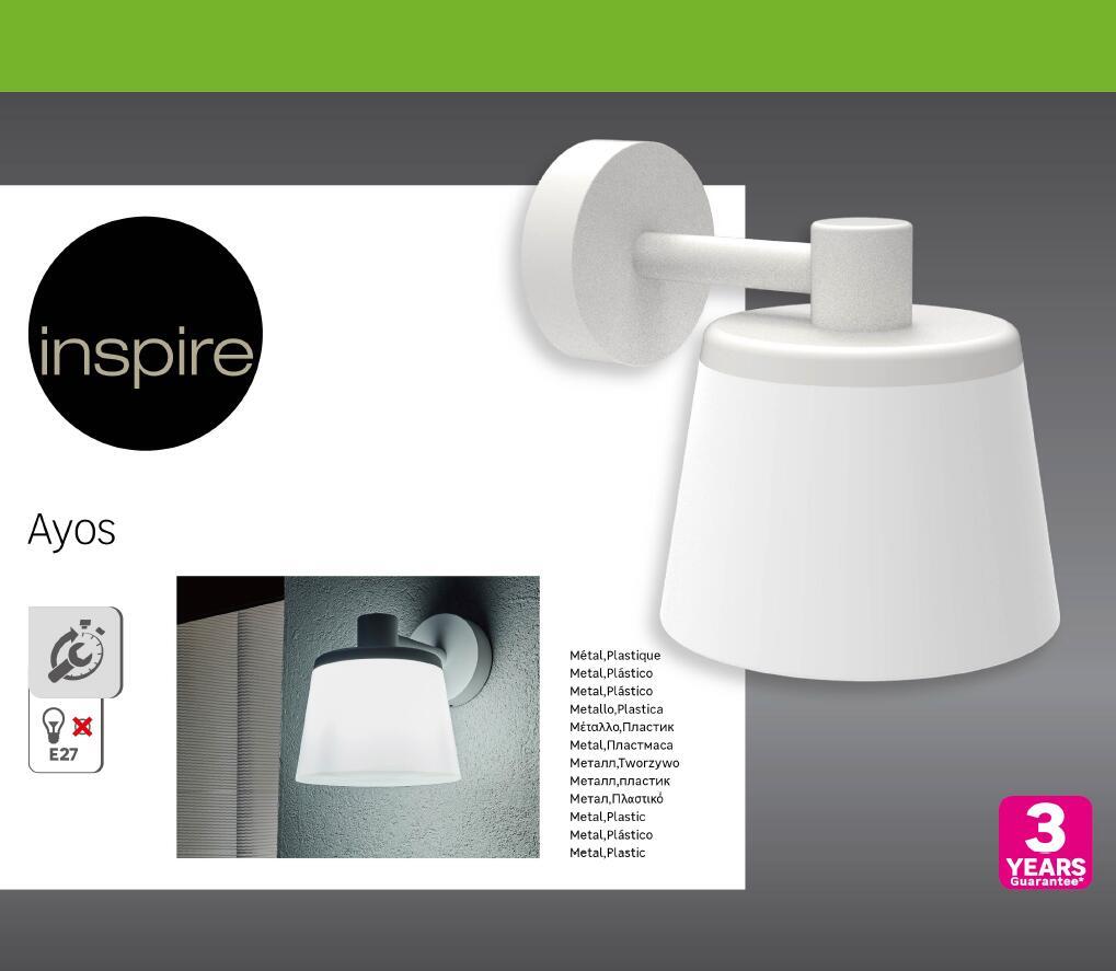 Applique moderno da esterno AYOS bianco IP44 E27 INSPIRE - 11