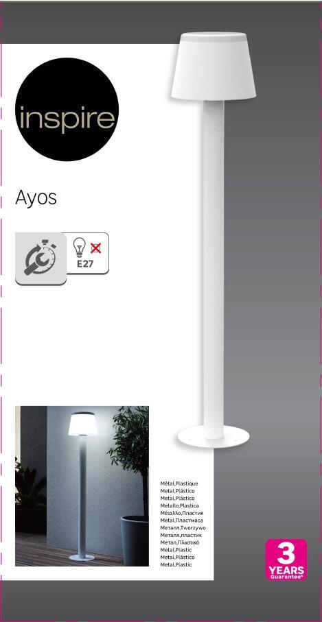 Lampione da giardino, AYOS H 100 cm, bianco, IP44 INSPIRE - 8