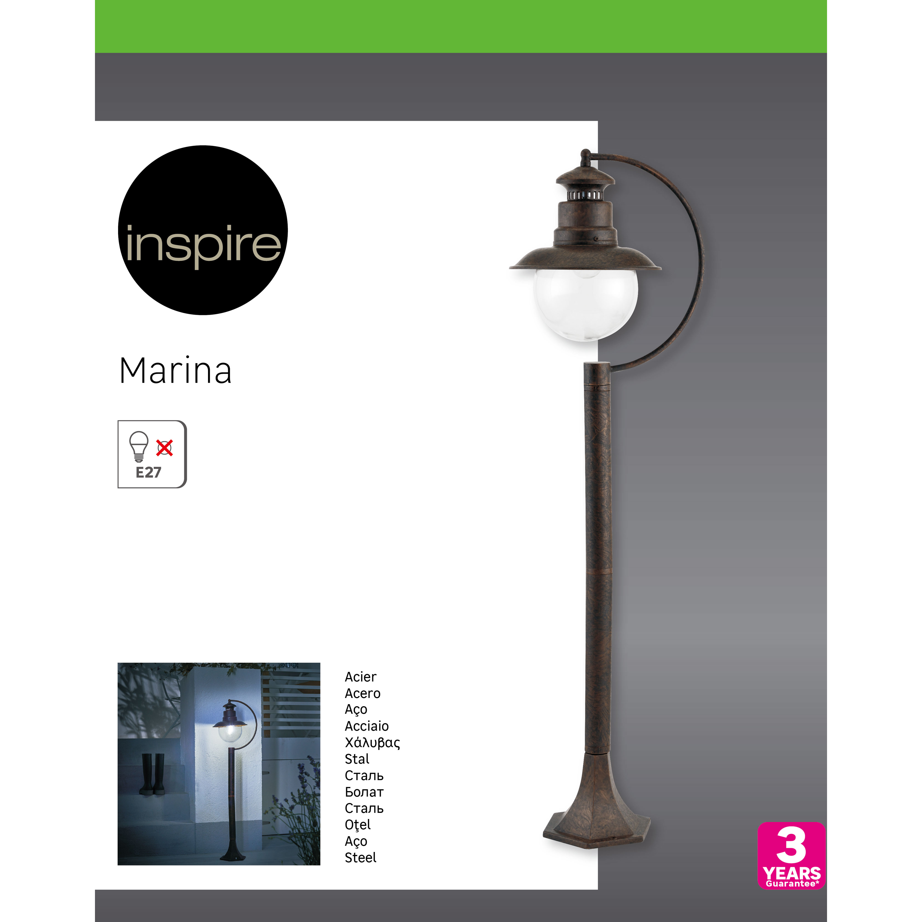 Lampione da giardino, Marina H 108 cm, ruggine, IP44 INSPIRE - 8