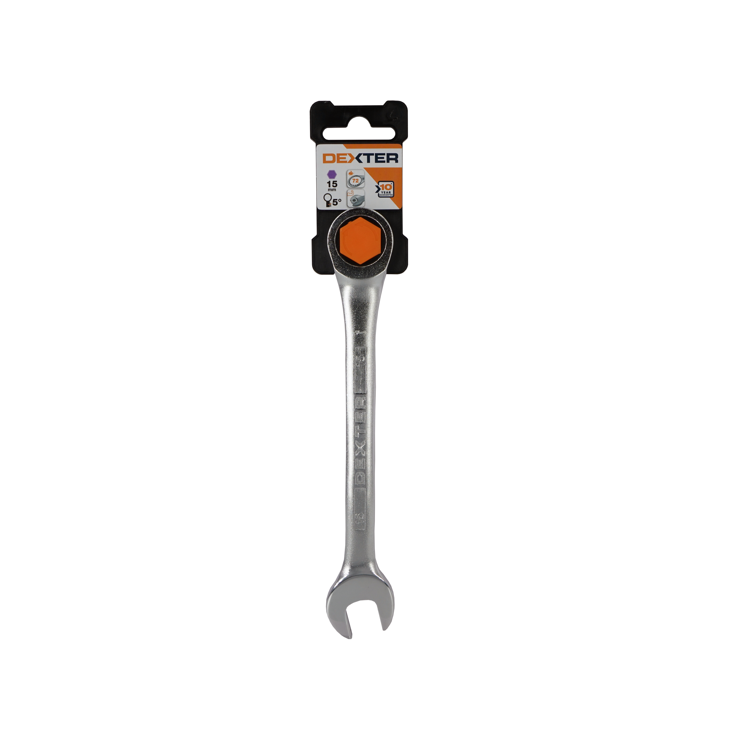 Klucz płasko-oczkowy z grzechotką CRV 15 mm Dexter - 2