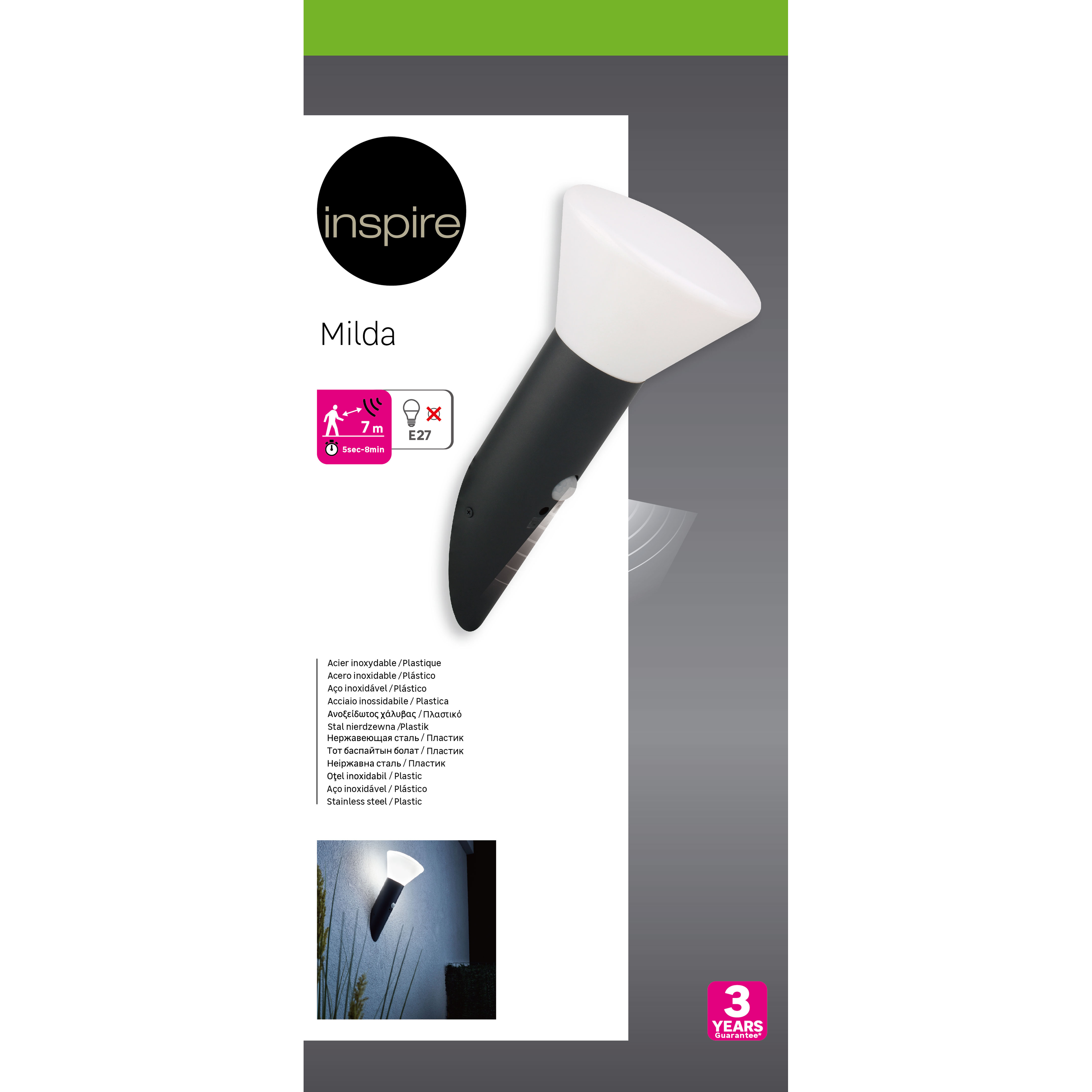 Kinkiet zewnętrzny Milda IP44 E27 Inspire - 6