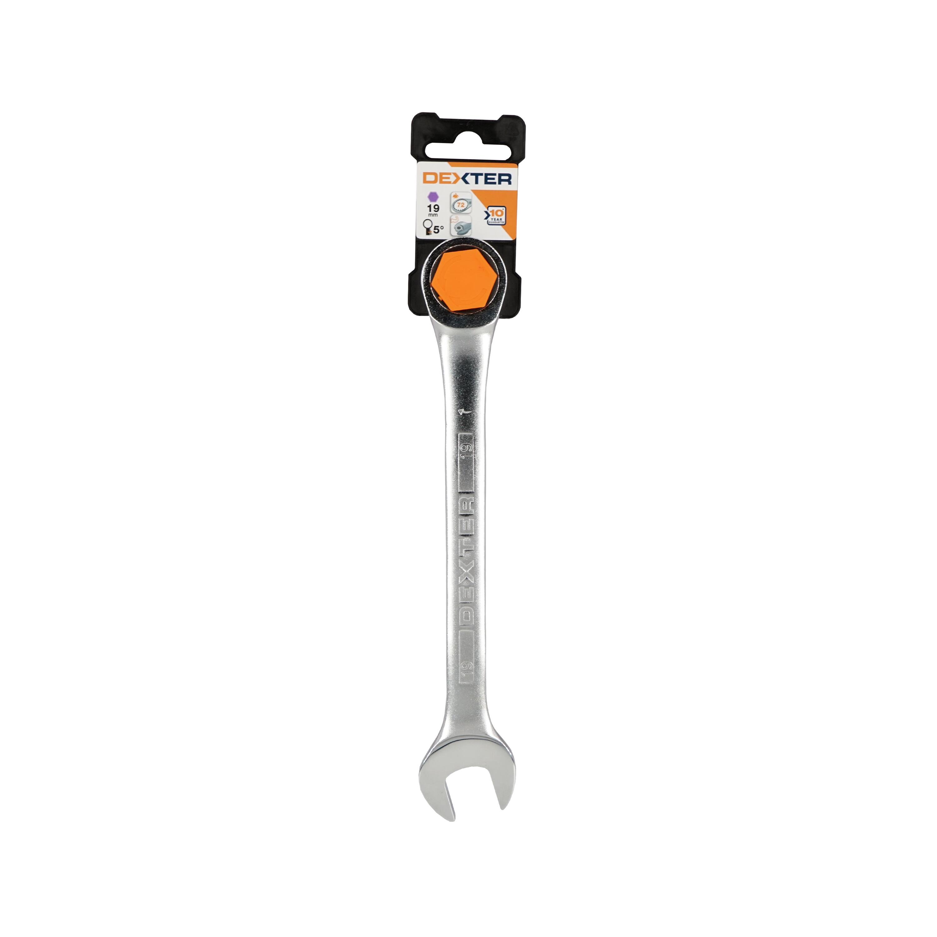 Klucz płasko-oczkowy z grzechotką CRV 19 mm Dexter - 2