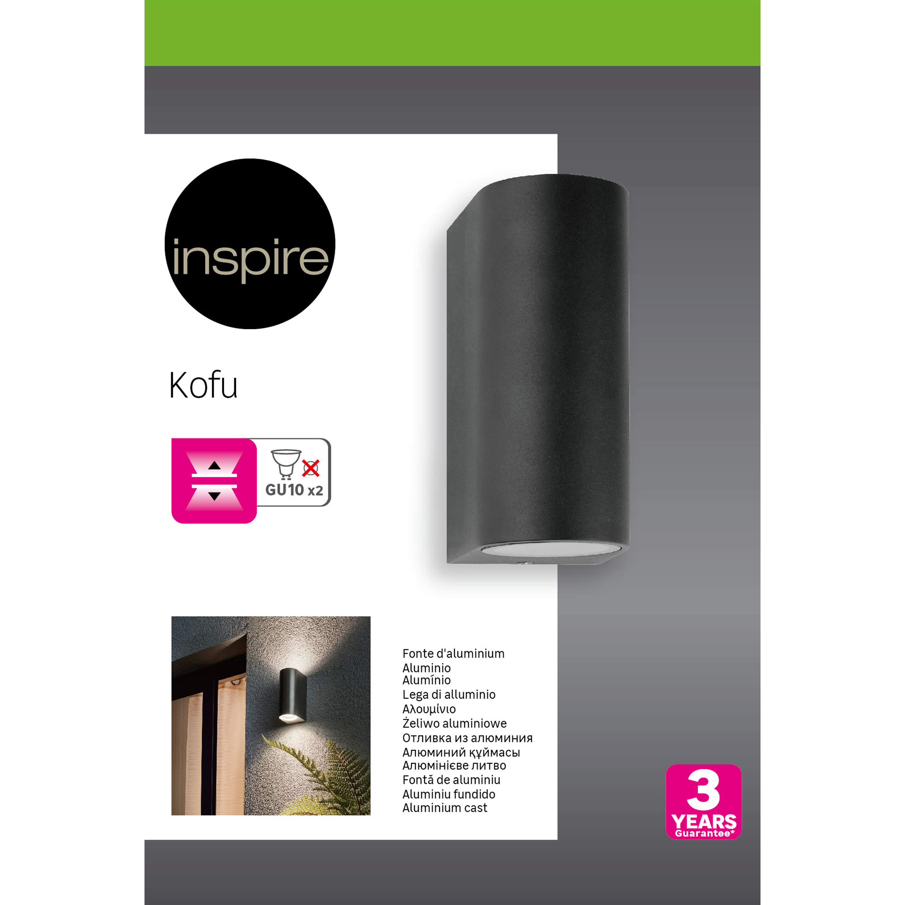 Kinkiet zewnętrzny Kofu IP44 2xGU10 czarny Inspire - 6