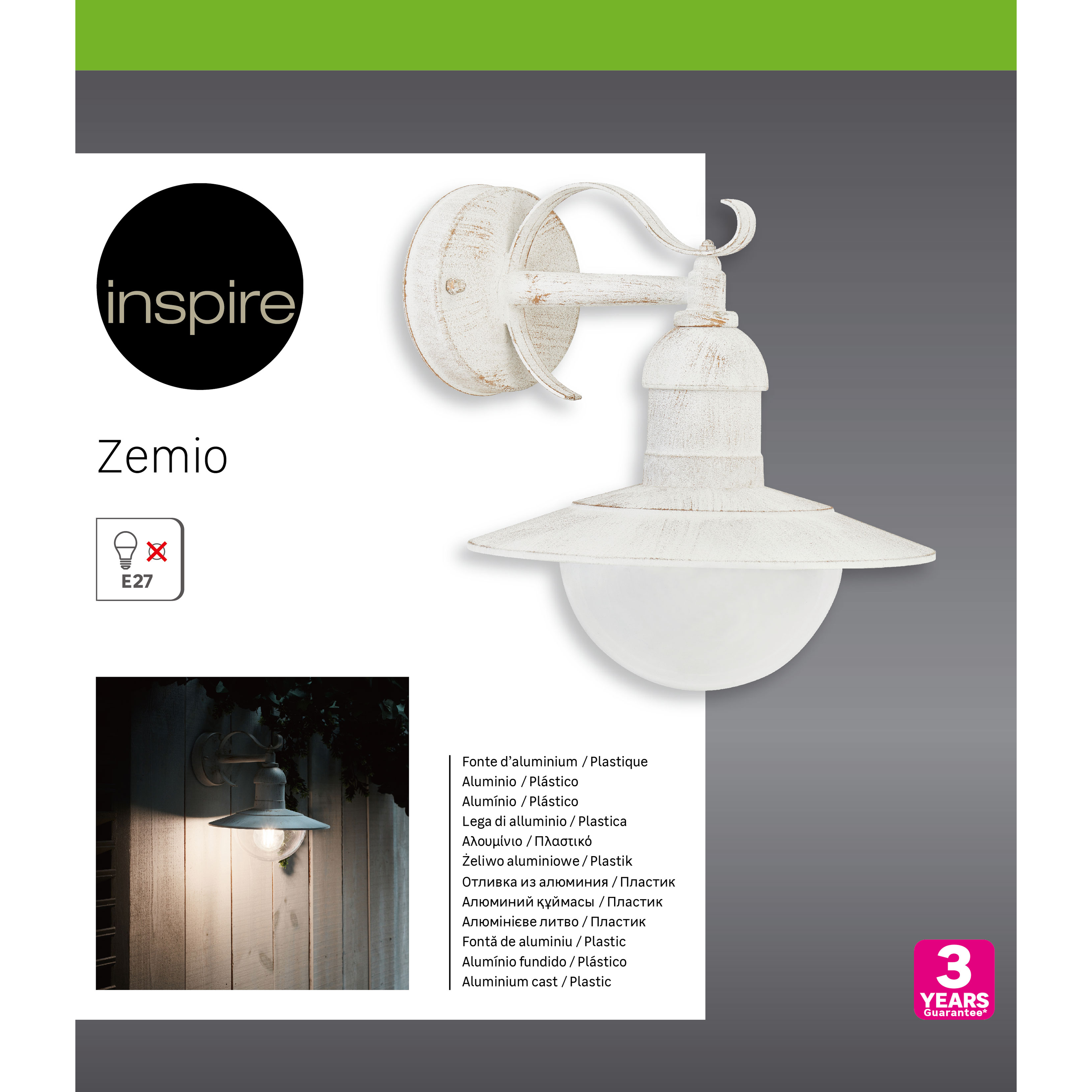 Applique classico da esterno bianco IP44 E27 INSPIRE - 6