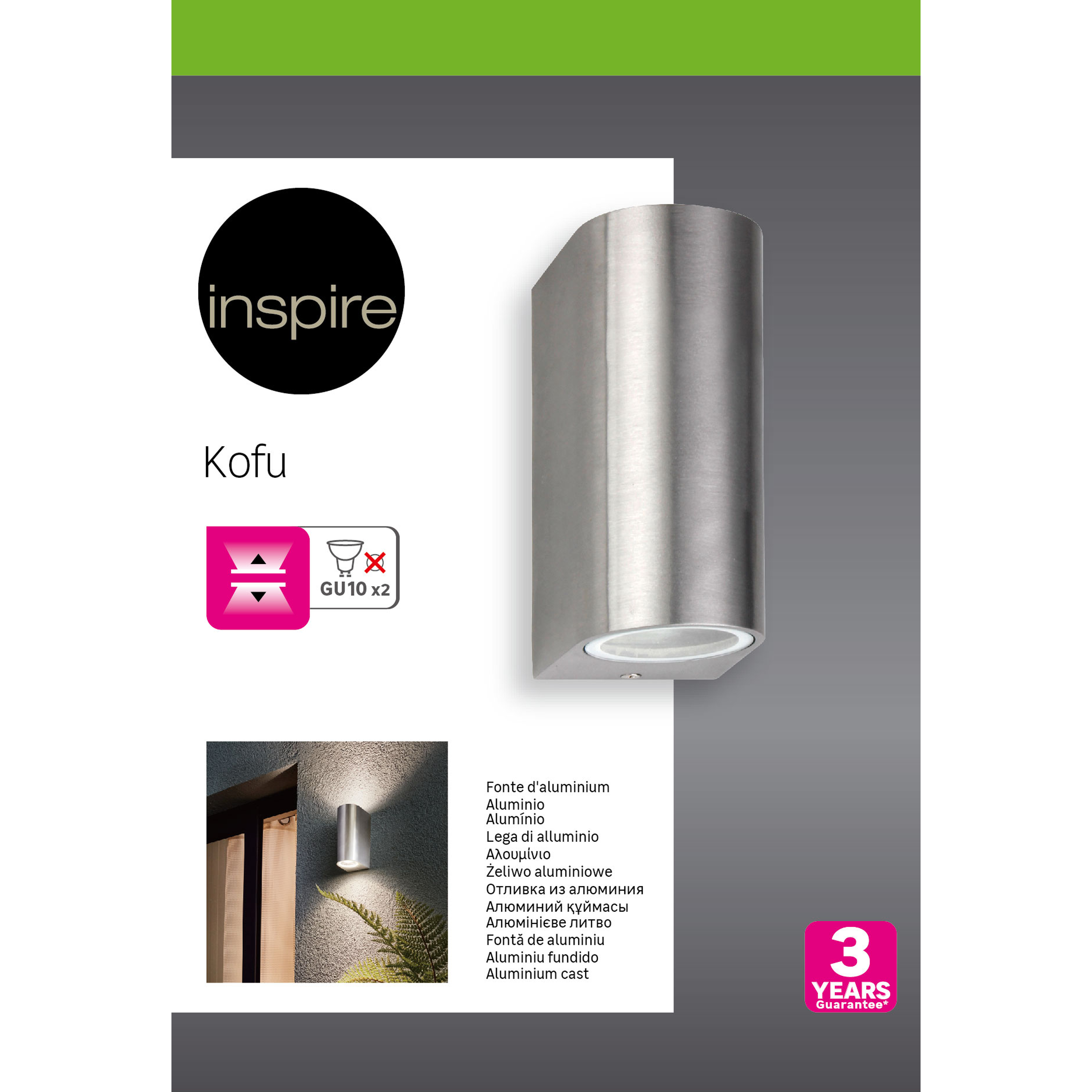 Candeeiro de parede exterior Kofu 2XGU10 35W IP44 Inspire - 6