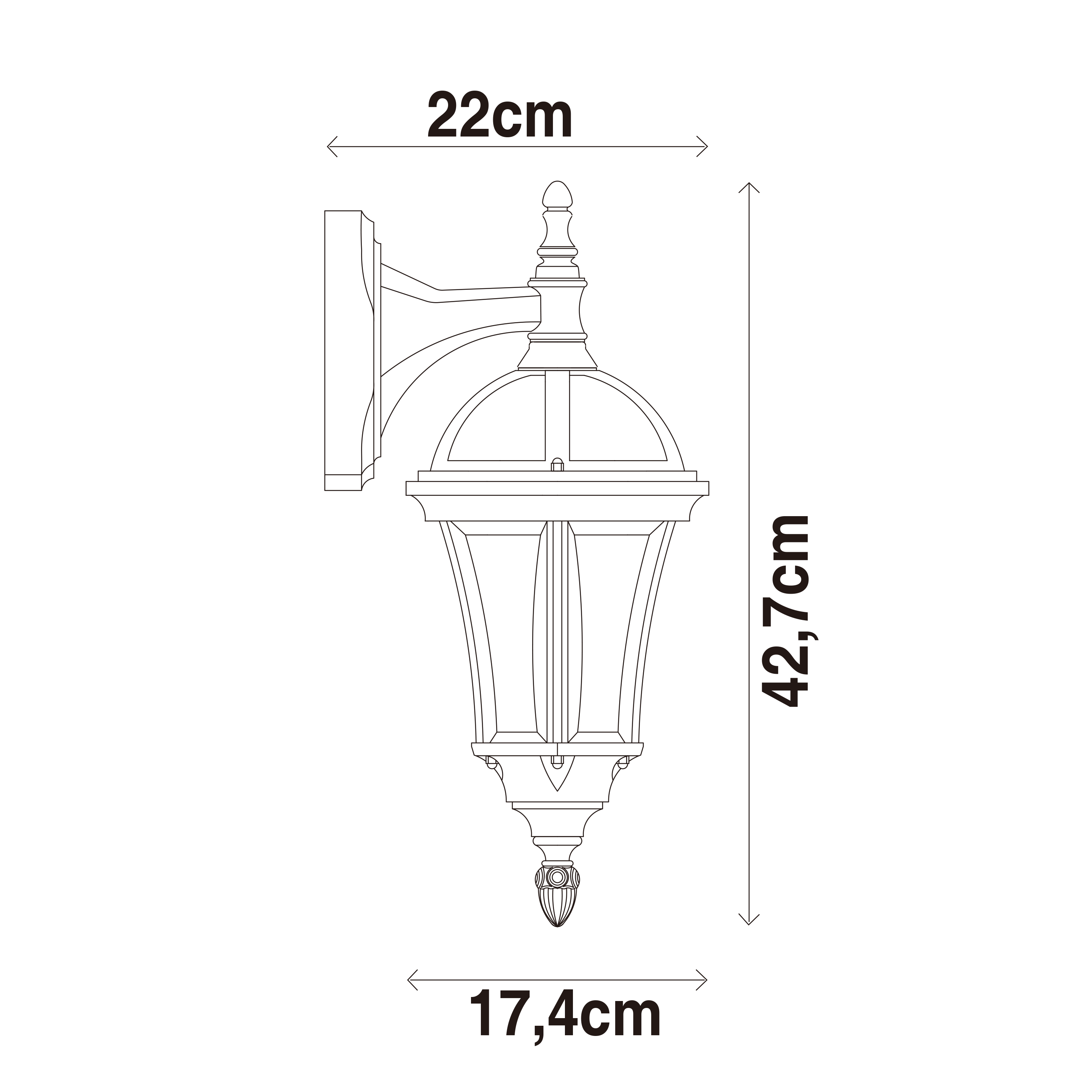 Applique descendante E27, aluminium / verre, marron, Jaipur, INSPIRE - 4