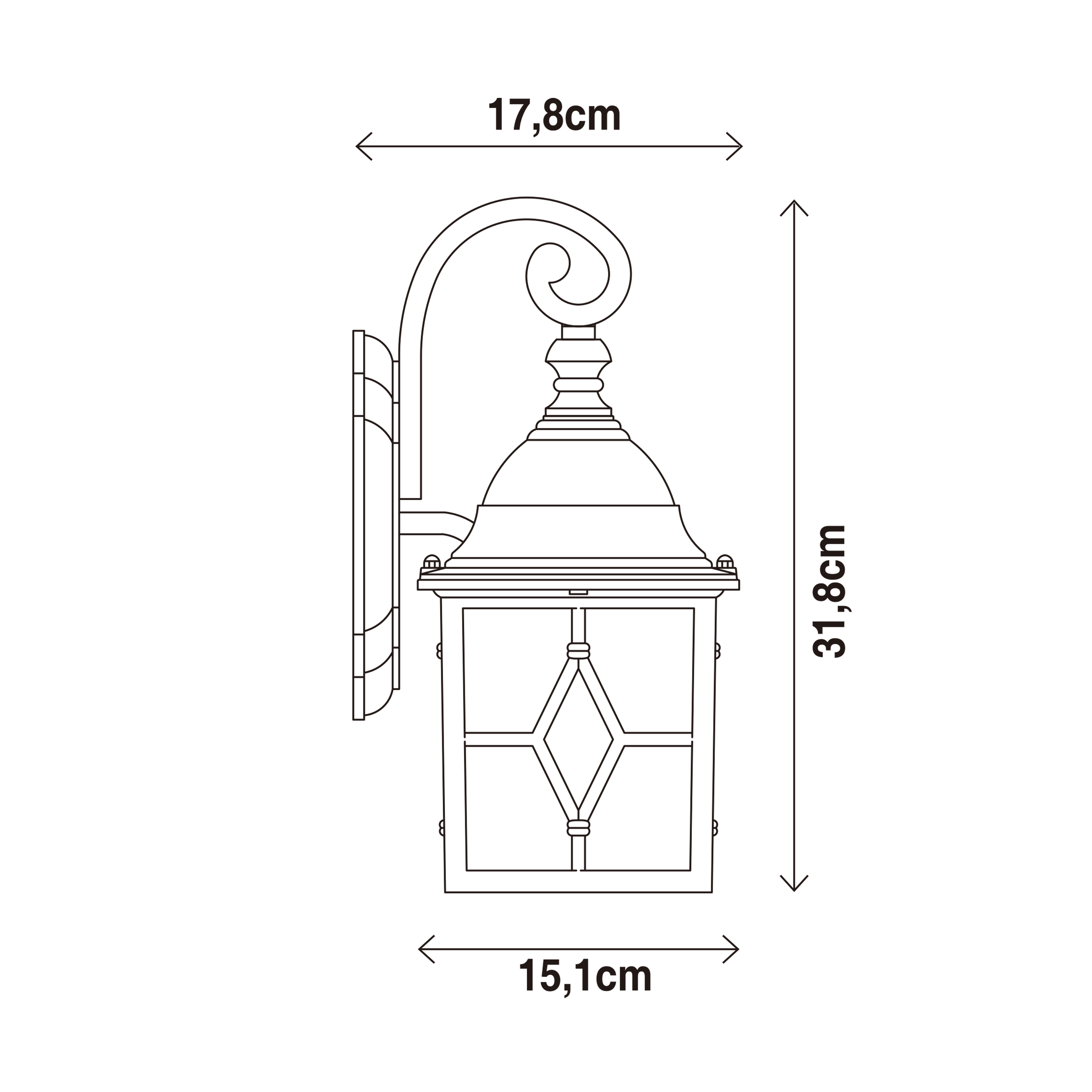 Applique rustico da esterno Torino marrone IP44 E27 INSPIRE - 6