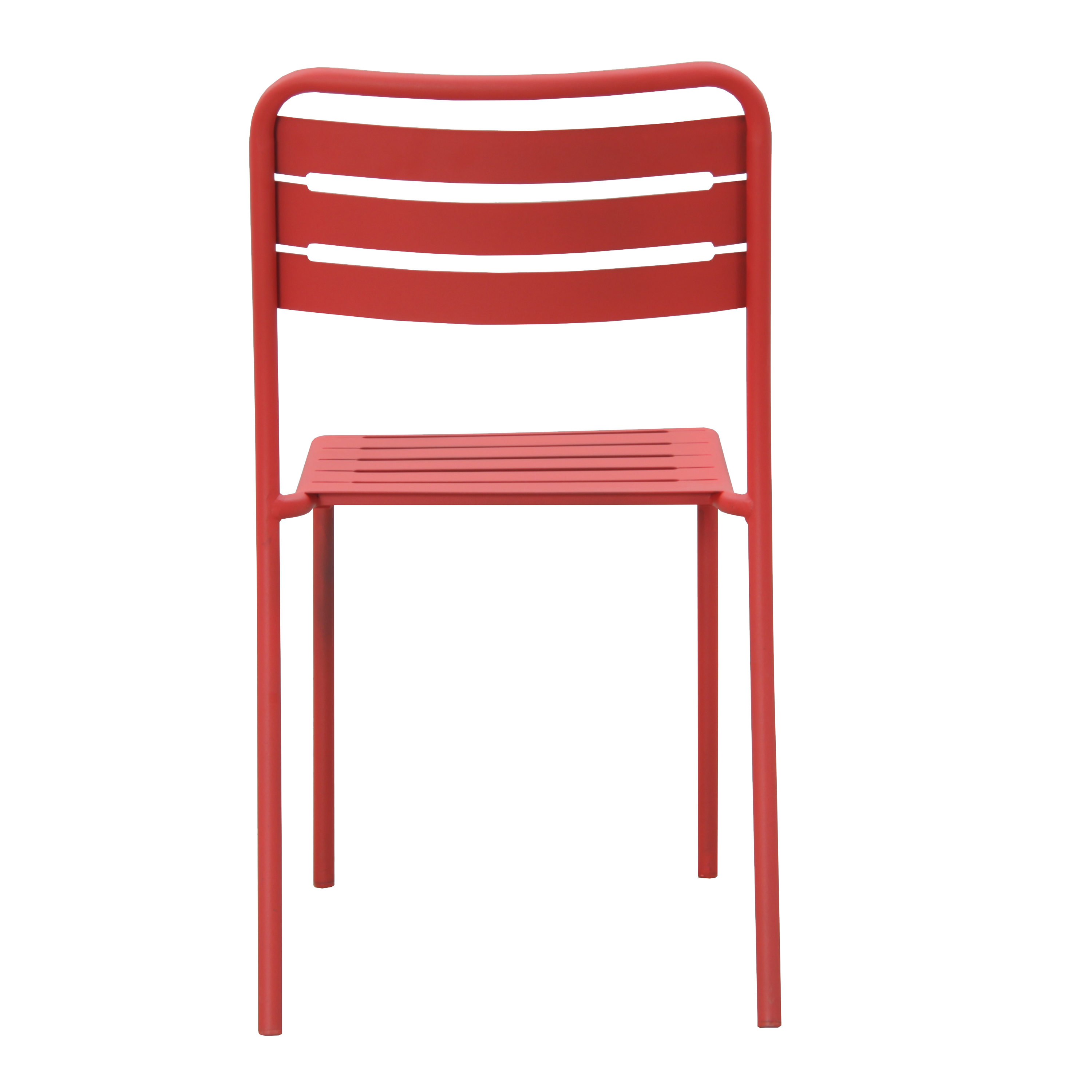 Silla de exterior de metal naterial café rojo
