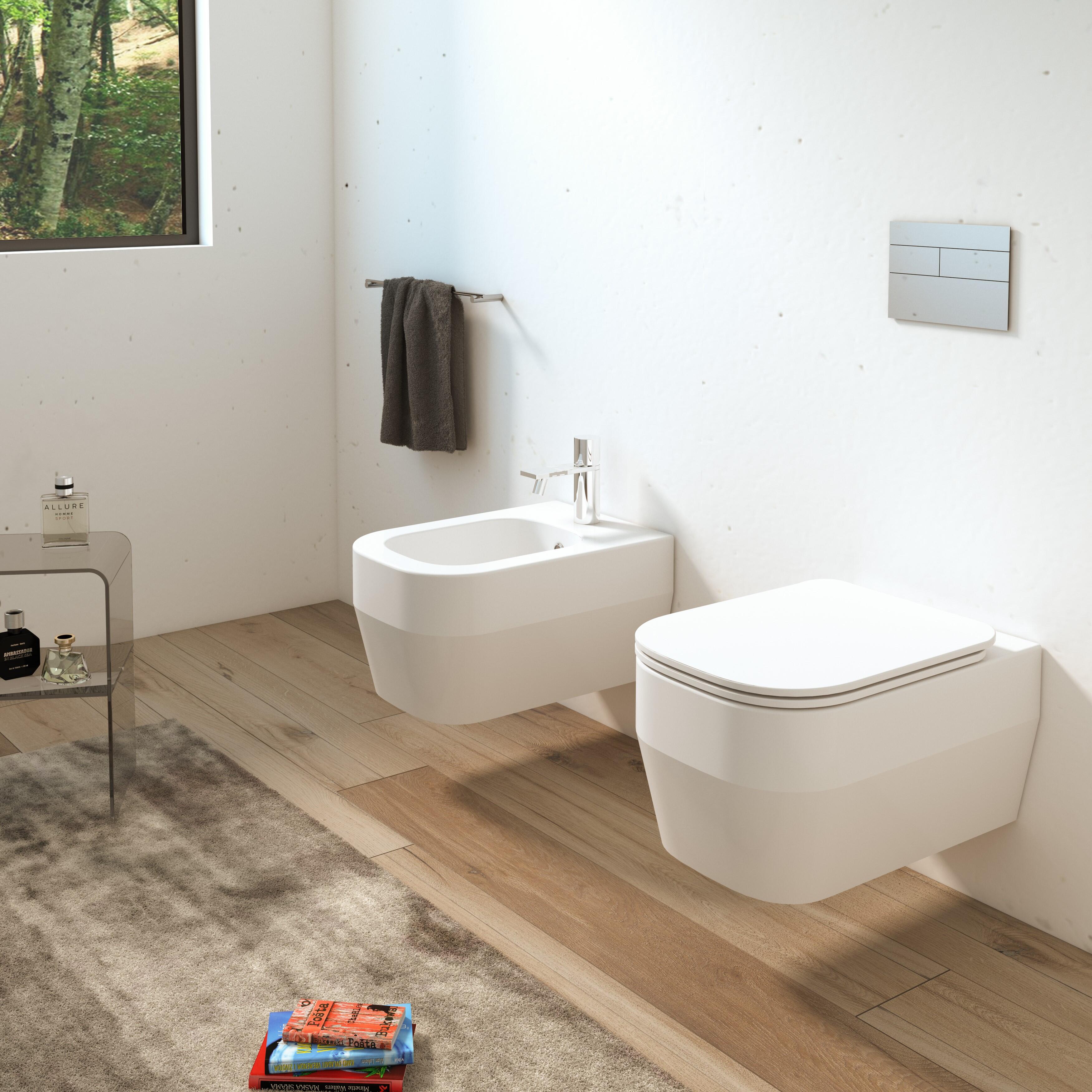 Vaso WC sospeso OLYMPIA CERAMICA tutto evo senza brida, sedile escluso P 53 x L 36 x H 42 cm bianco - 4