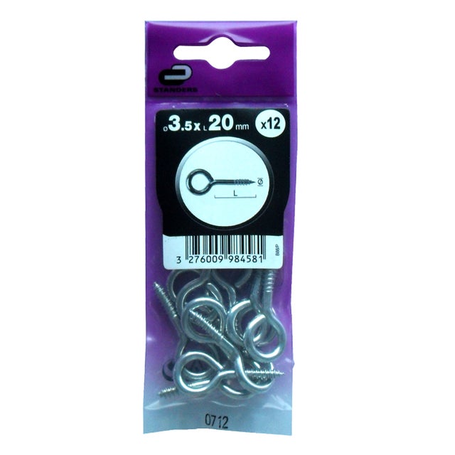 12 pitões aço zincado fechado 3.5x20 mm Standers