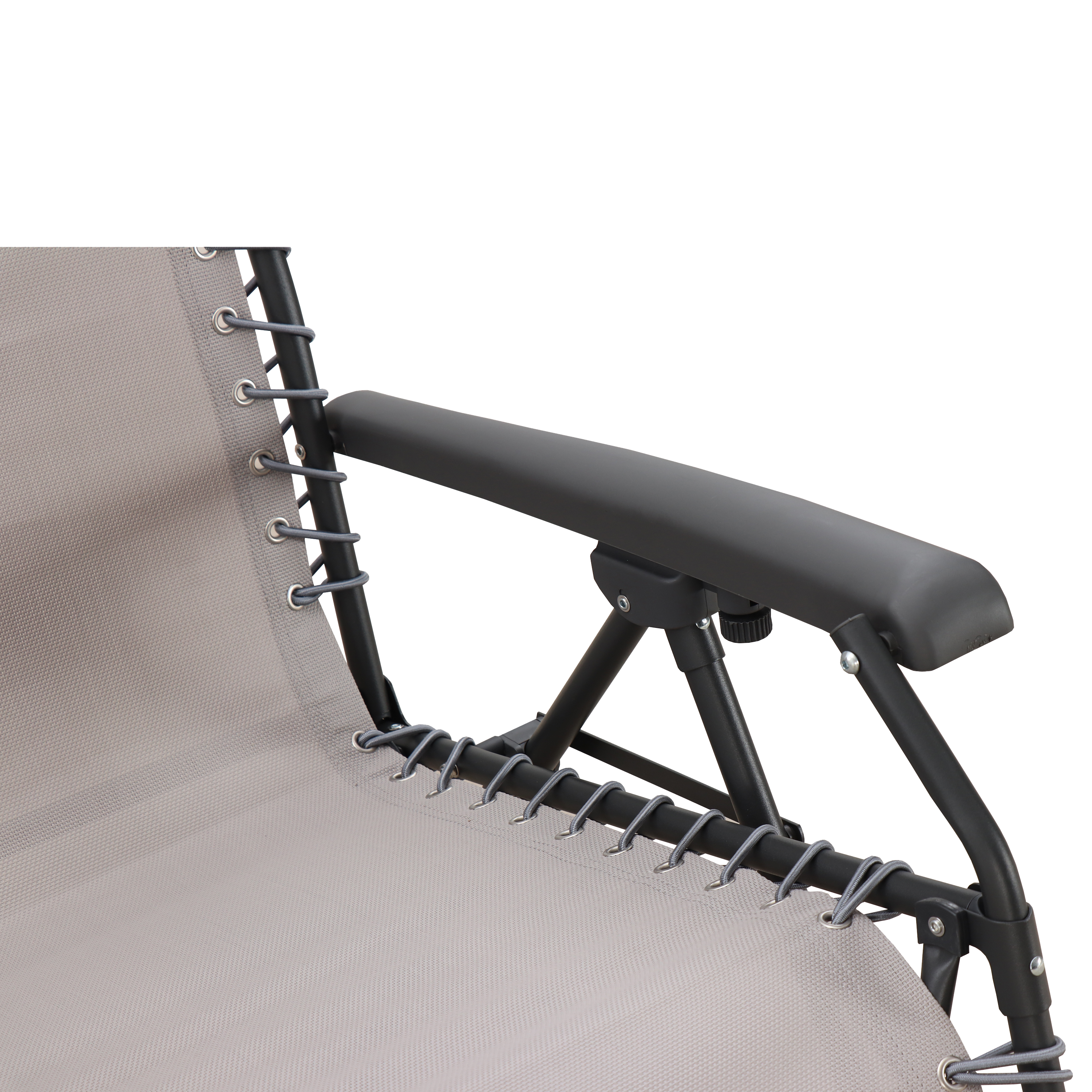 Sedia a sdraio da giardino con cuscino marrone e braccioli Zero Gravity struttura in acciaio marrone, seduta in textilene marrone - 10