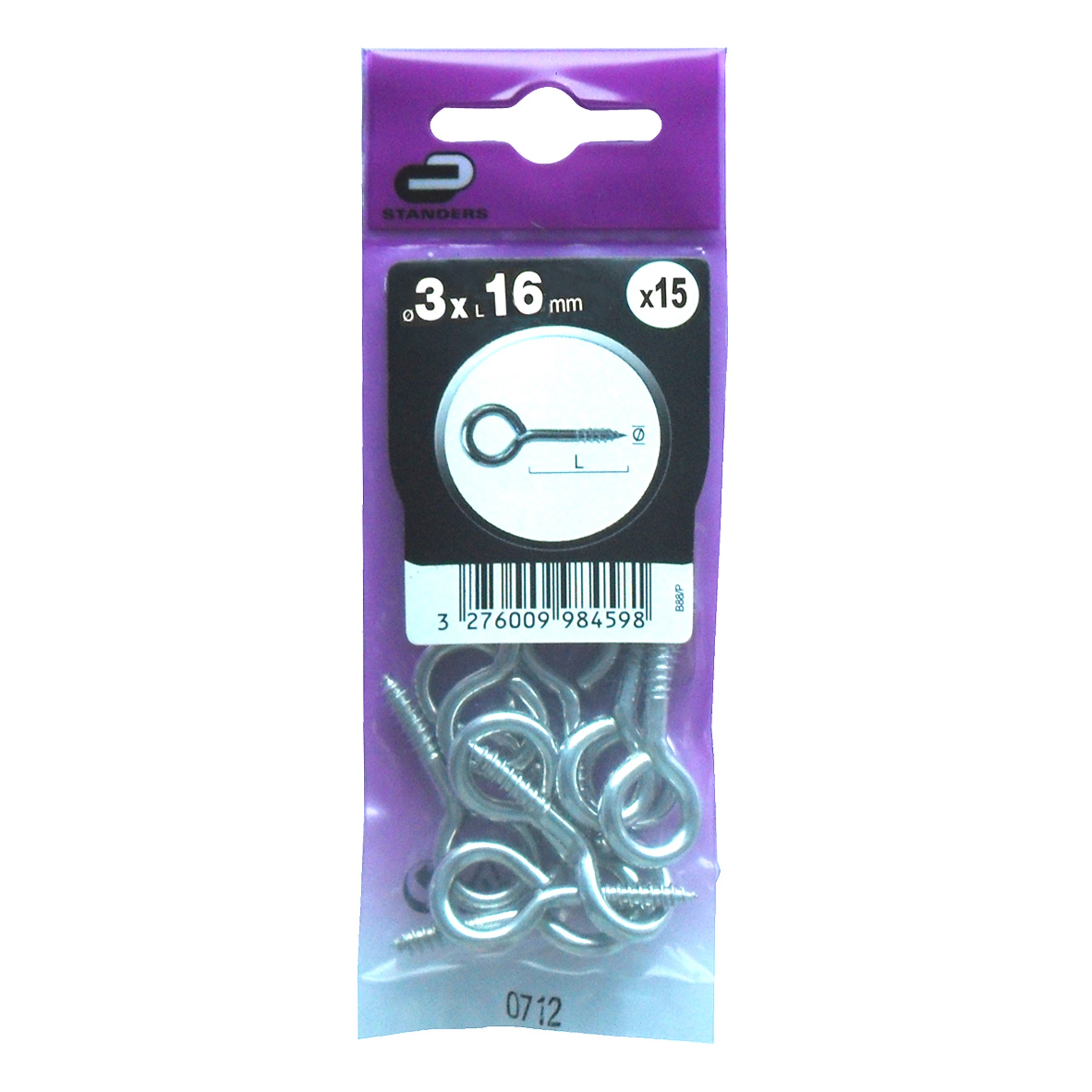 15 hembrillas cerradas de acero cincado de 3x16 mm - 4