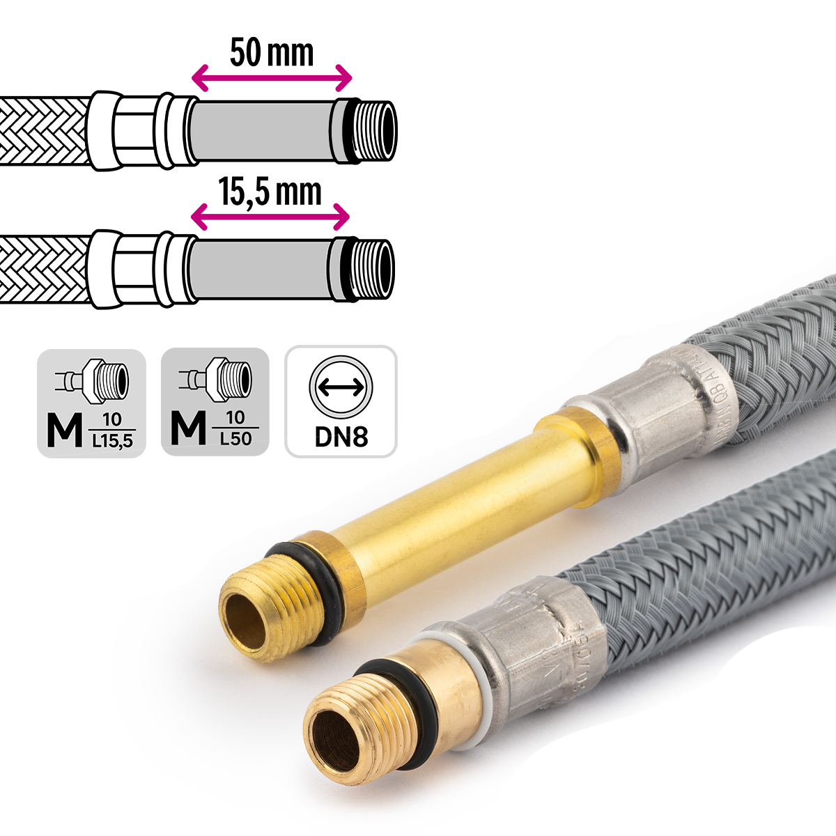 Lot de 2 flexibles femelle/mâle 12x17 10x1 (3/8