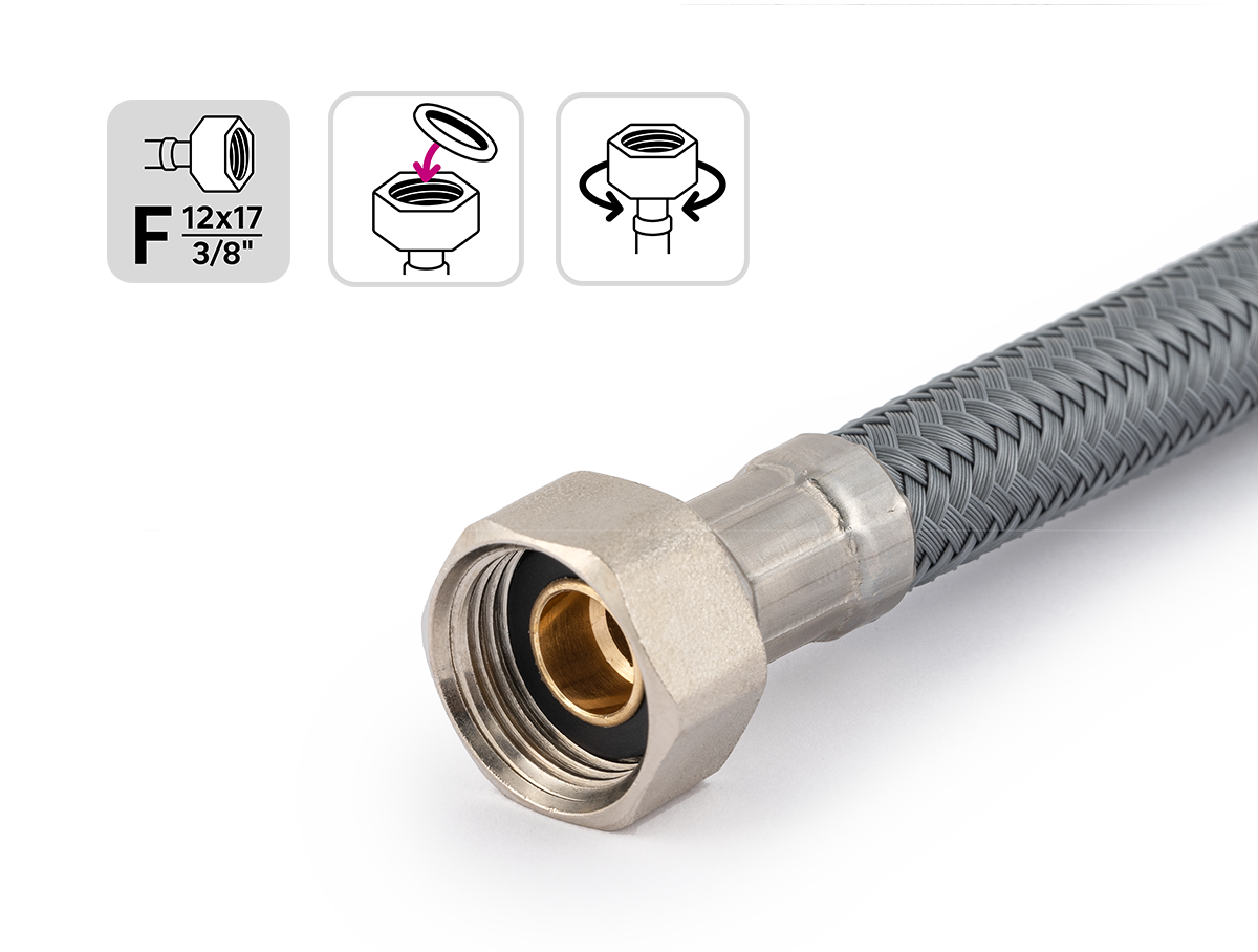 Lot de 2 flexibles femelle/mâle 12x17 10x1 (3/8