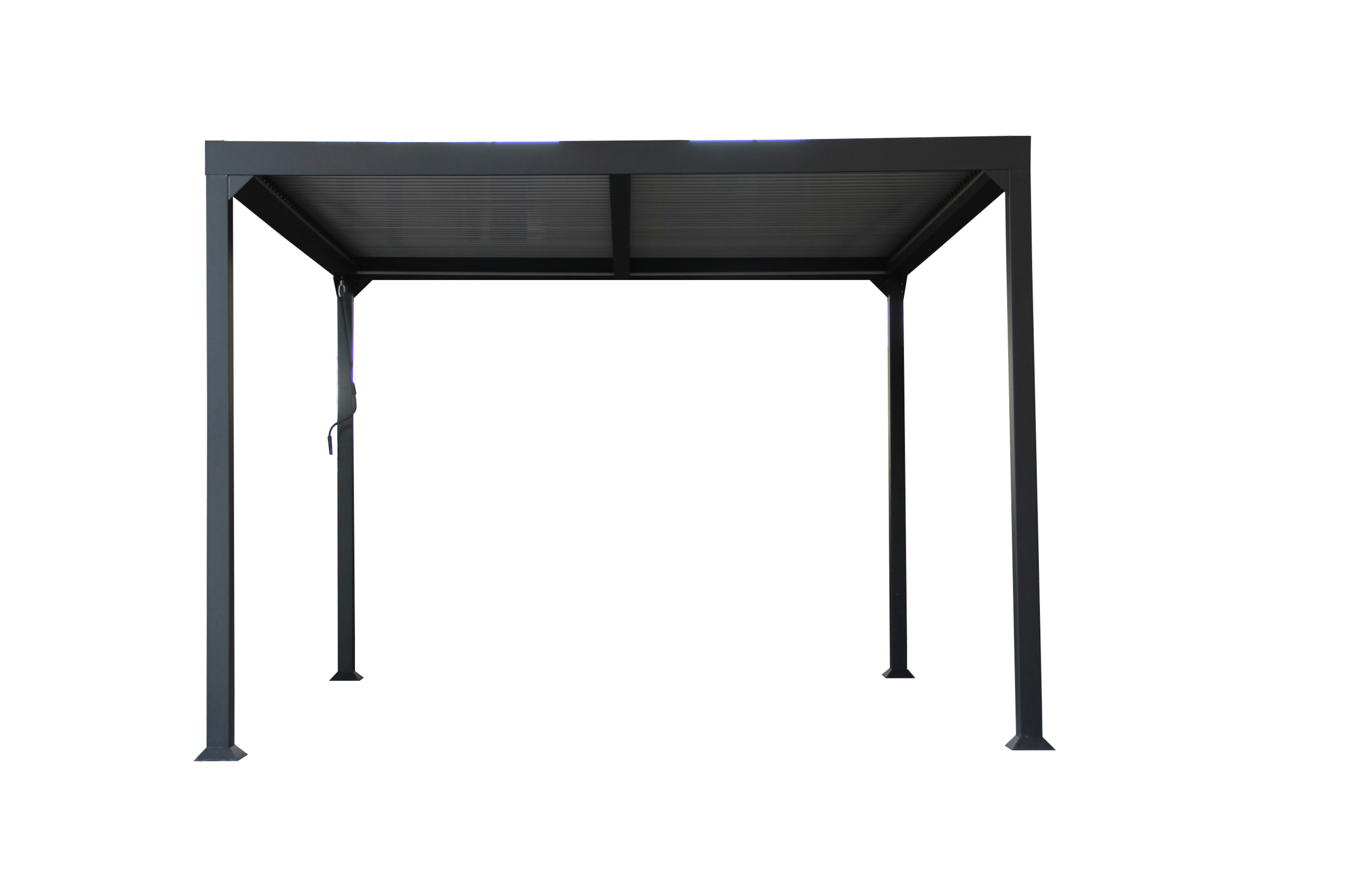 Pergola bioclimatique autoportante First II aluminium gris anthracite, 9m² - 5