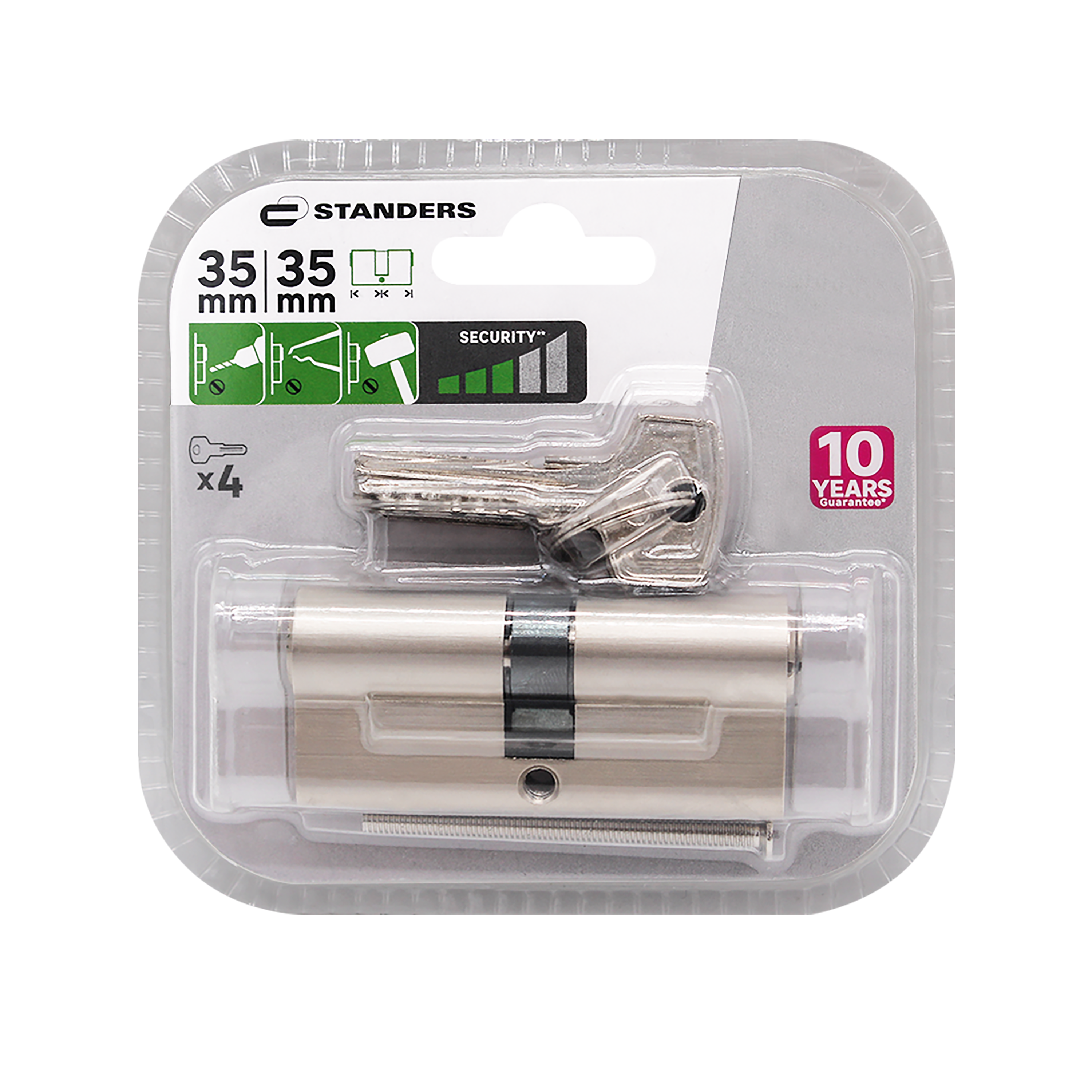 Cilindro Europeo STANDERS, 35 + 35 mm, 2 ingressi chiave in ottone - 9