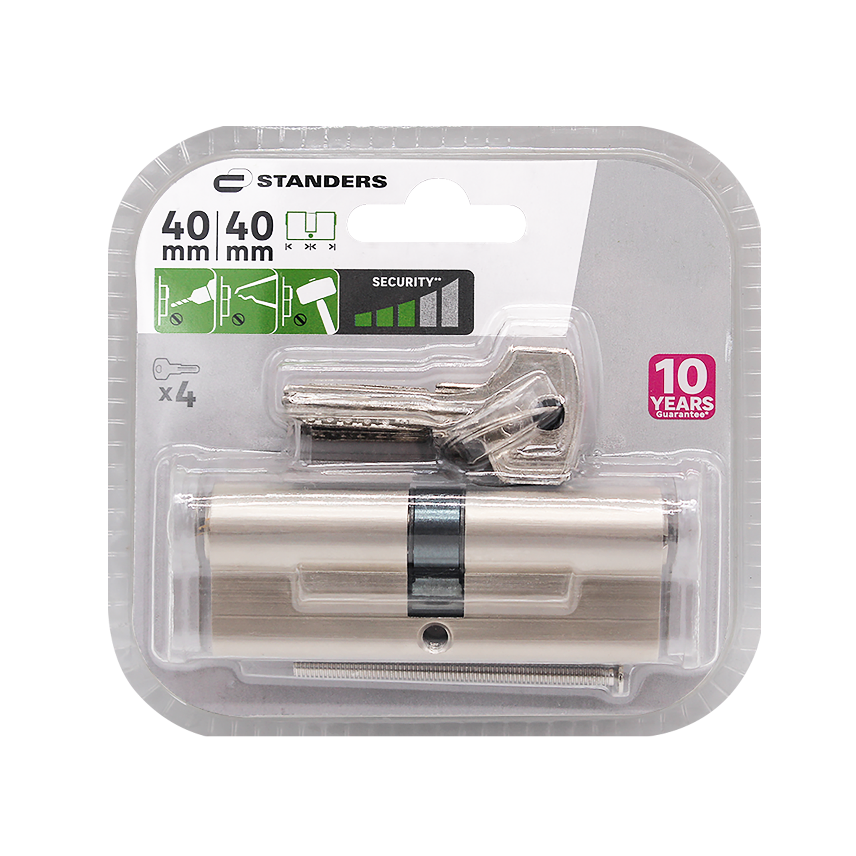 Cylindre de serrure STANDERS Ares L.40 + 40mm 4 clés - 7