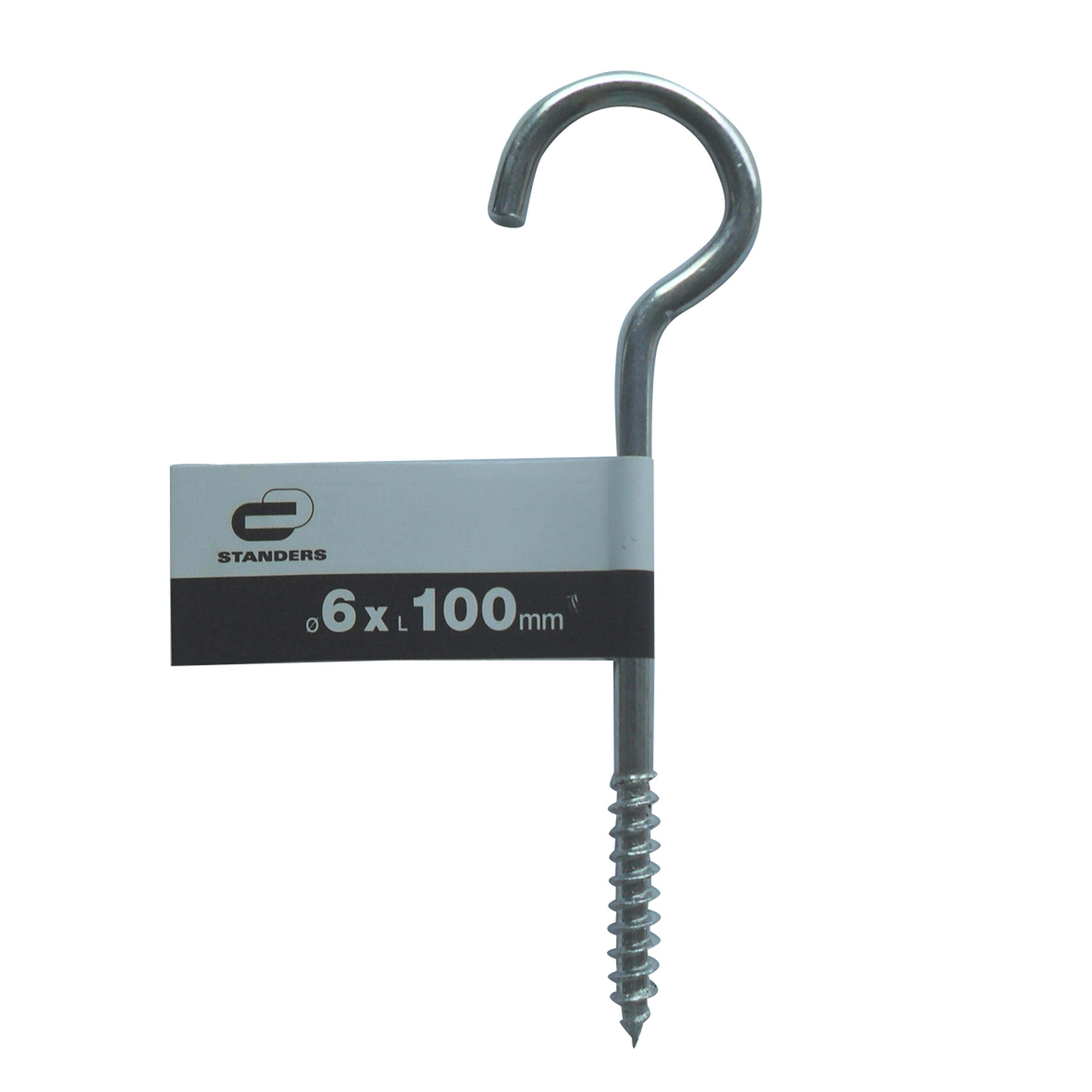 1 crochet à visser acier zingué, Diam.60 x L.100 mm, STANDERS - 4