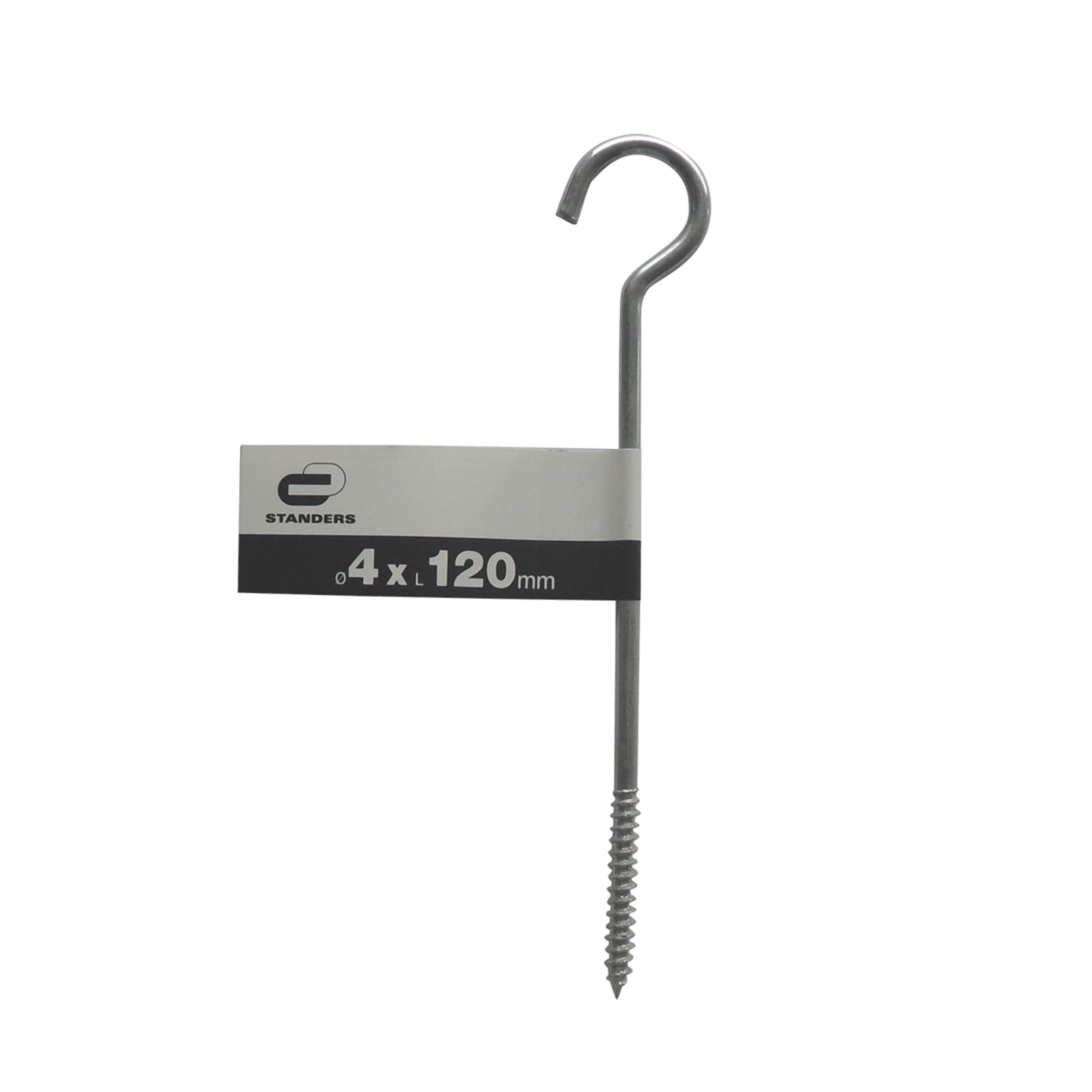 1 crochet à visser acier zingué, Diam.40 x L.120 mm, STANDERS - 4