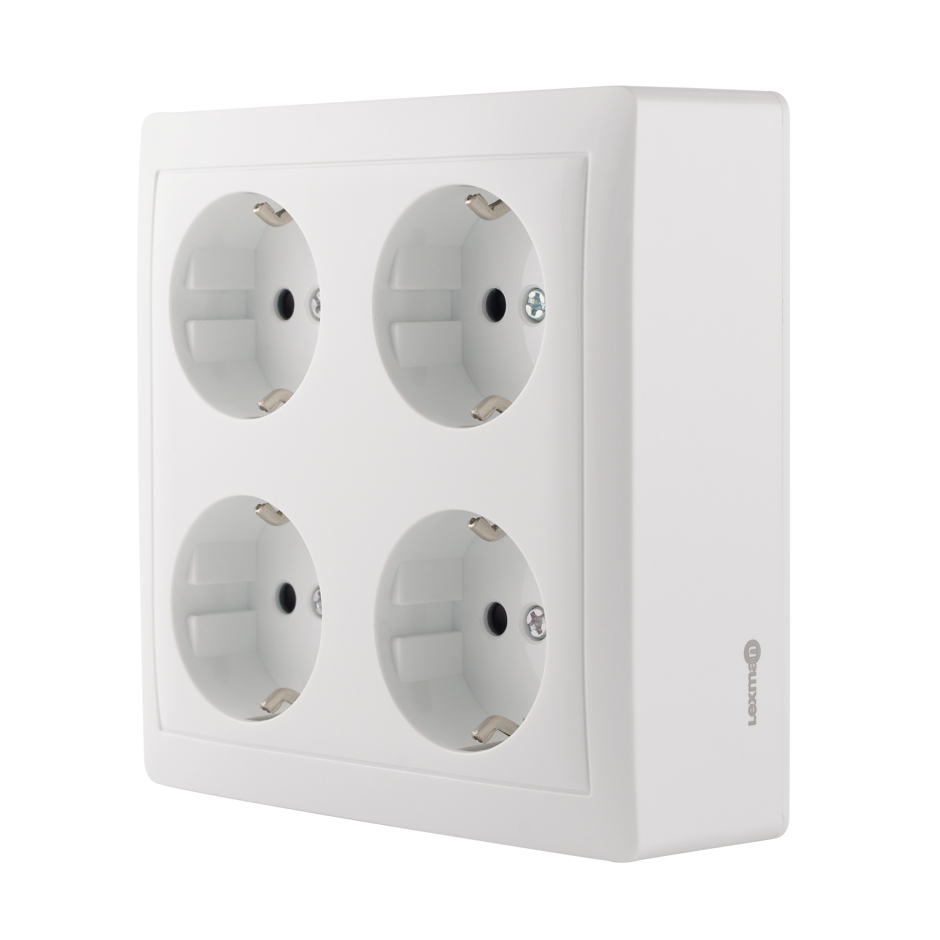 Tomada quádrupla schuko SURFACE LEXMAN 2P+T 16A QUADRADA BRANCA - 6