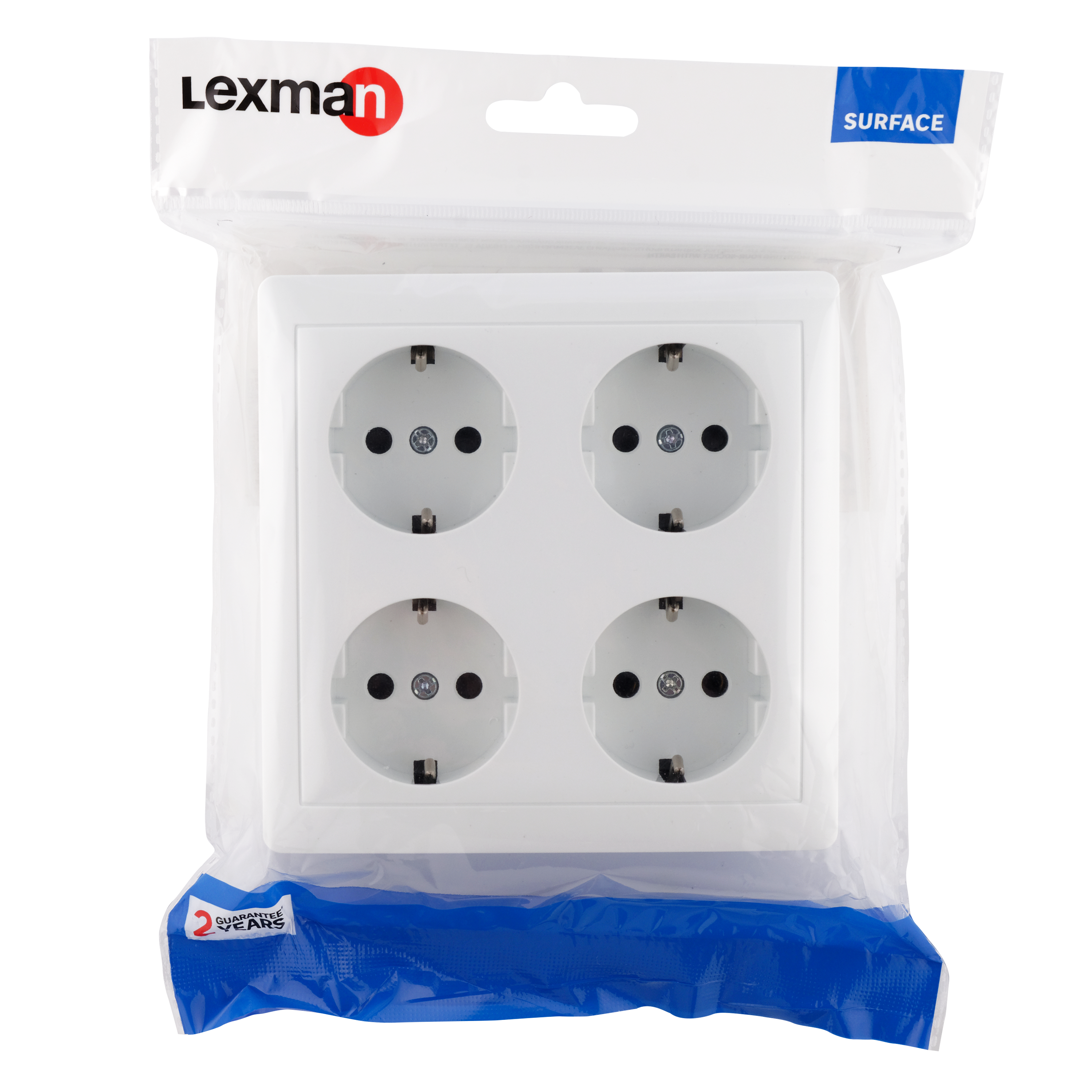 Tomada quádrupla schuko SURFACE LEXMAN 2P+T 16A QUADRADA BRANCA - 4
