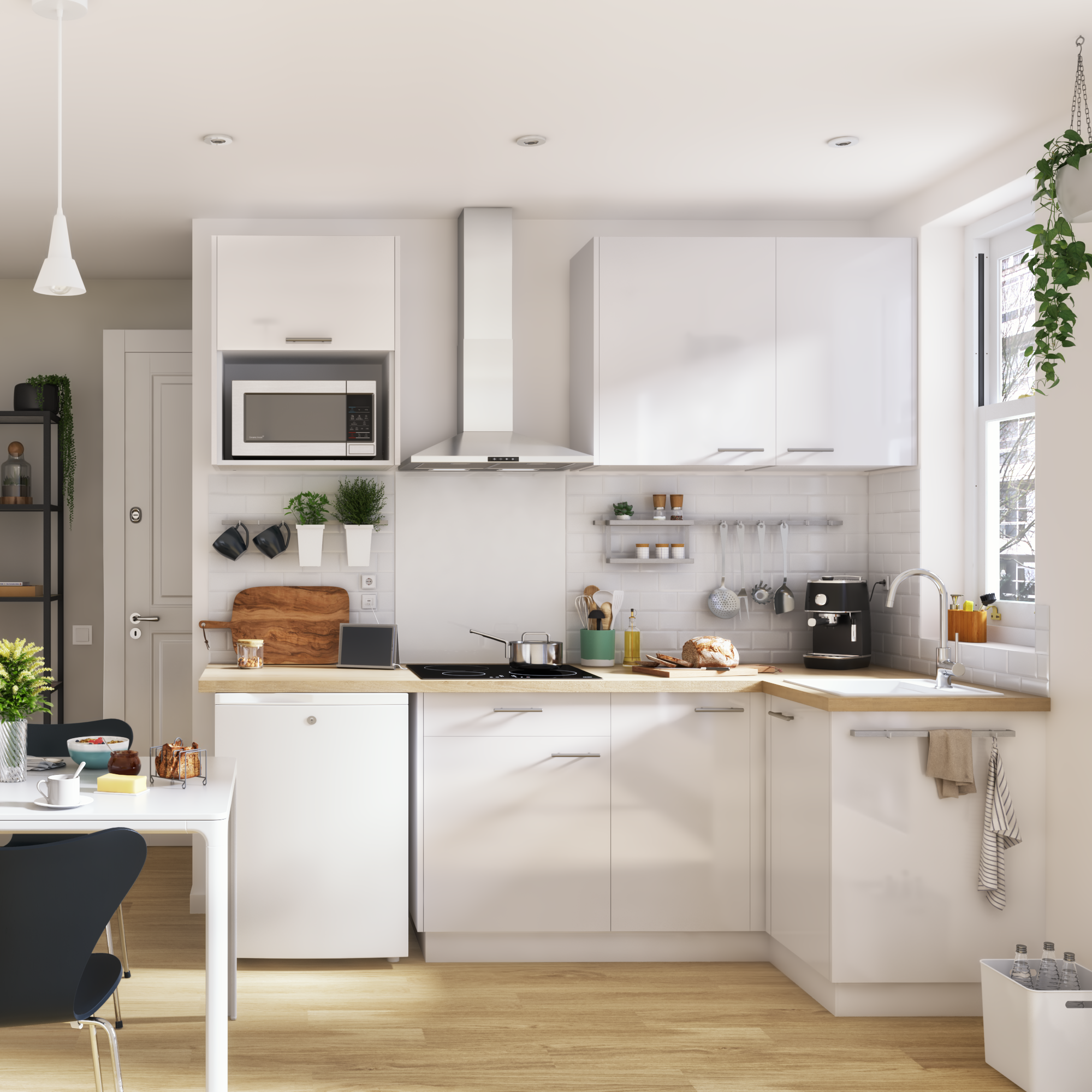 Porte de cuisine Sevilla blanc brillant H.76.8 x l.183.6 cm - 5