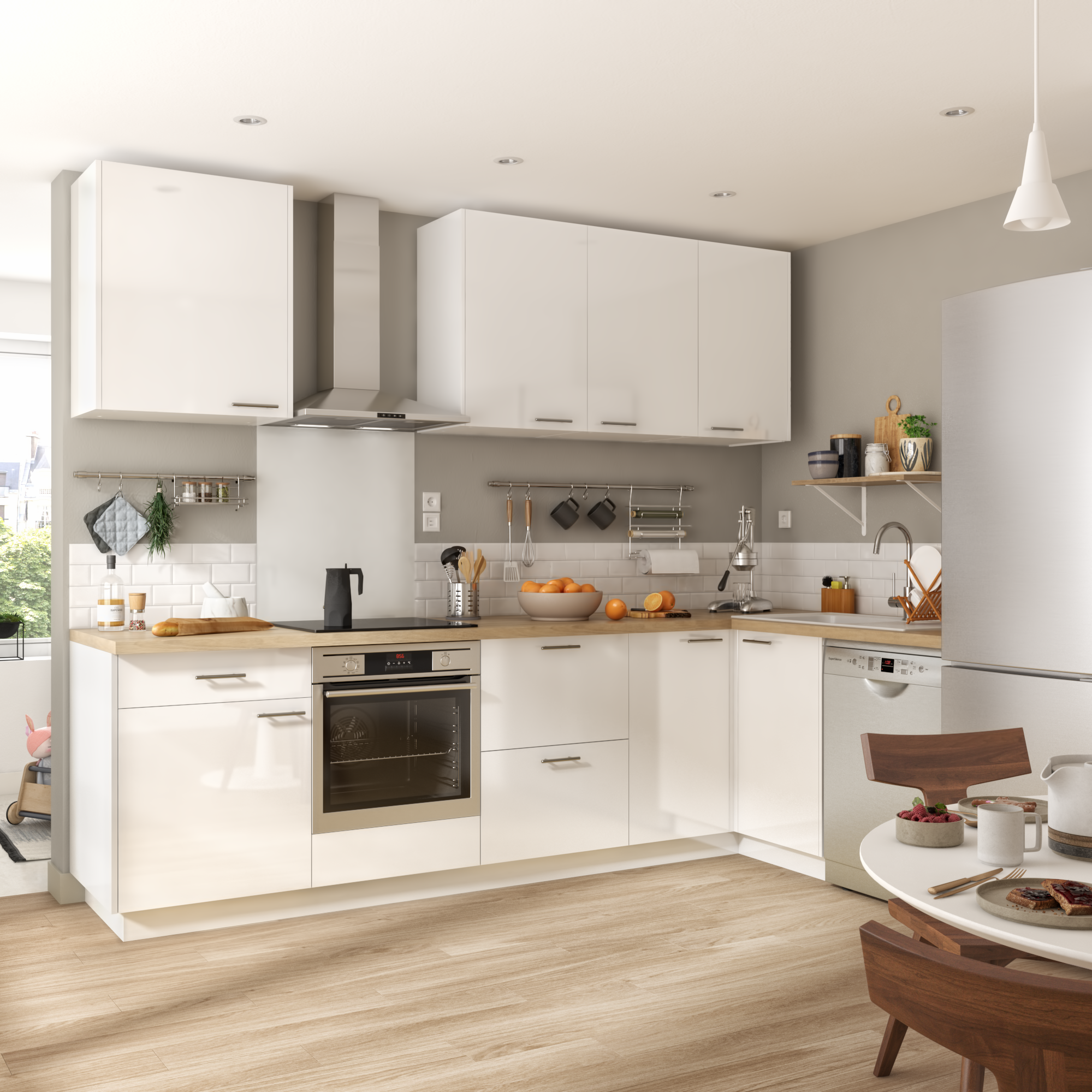 Kit de portas de canto superior Delinia Sevilha 30X77 cm branco brilho - 12