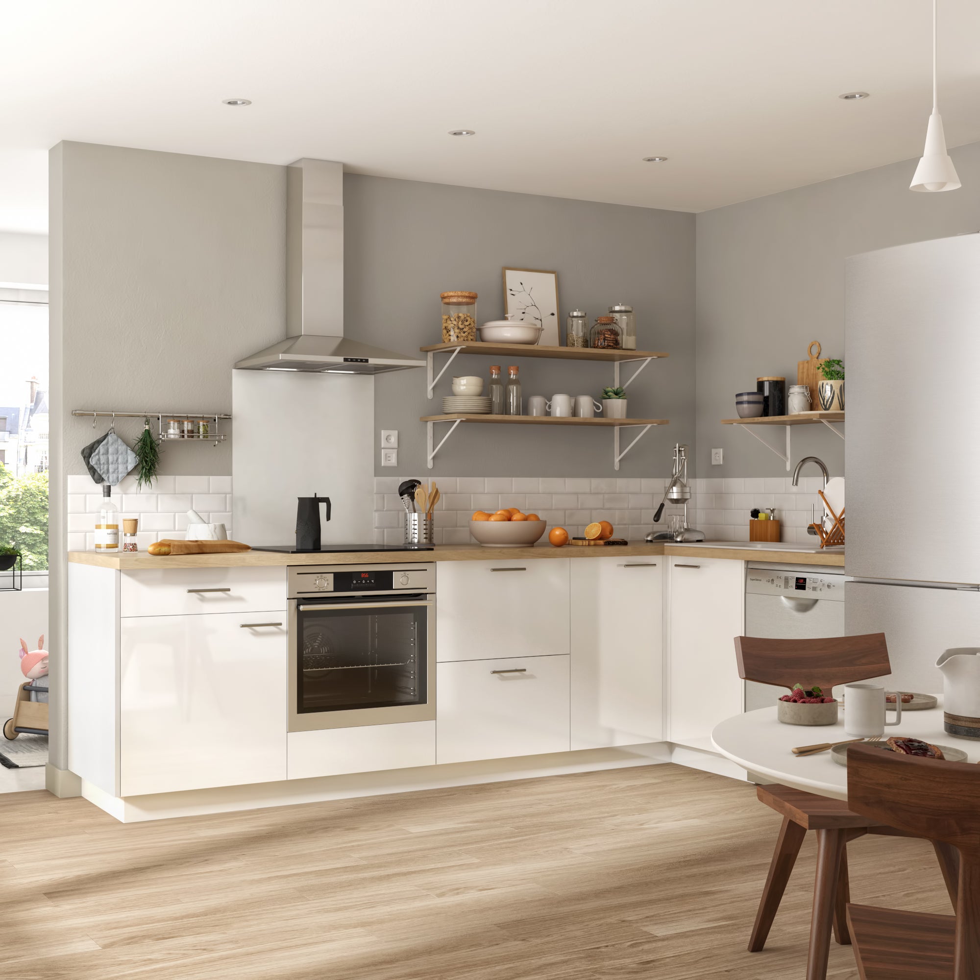 Porte de cuisine Sevilla blanc brillant H.76.8 x l.183.6 cm - 2