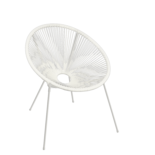 Sedia da giardino in acciaio bianco Acapulco, seduta in rattan sintetico bianco