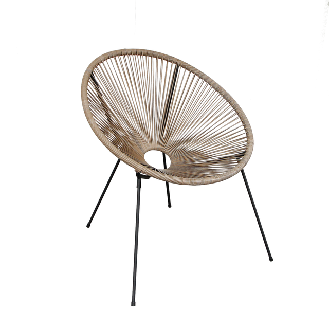 Sedia da giardino in acciaio antracite Acapulco, seduta in rattan sintetico beige