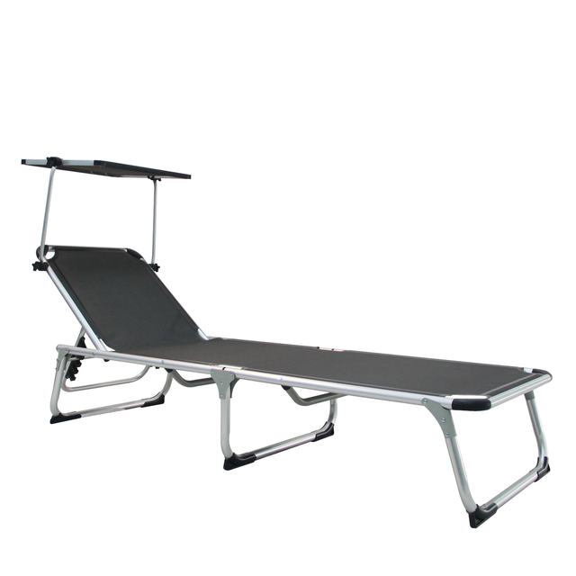 Tumbona de jardín plegable de aluminio NATERIAL Azur antracita 61x30x188 cm