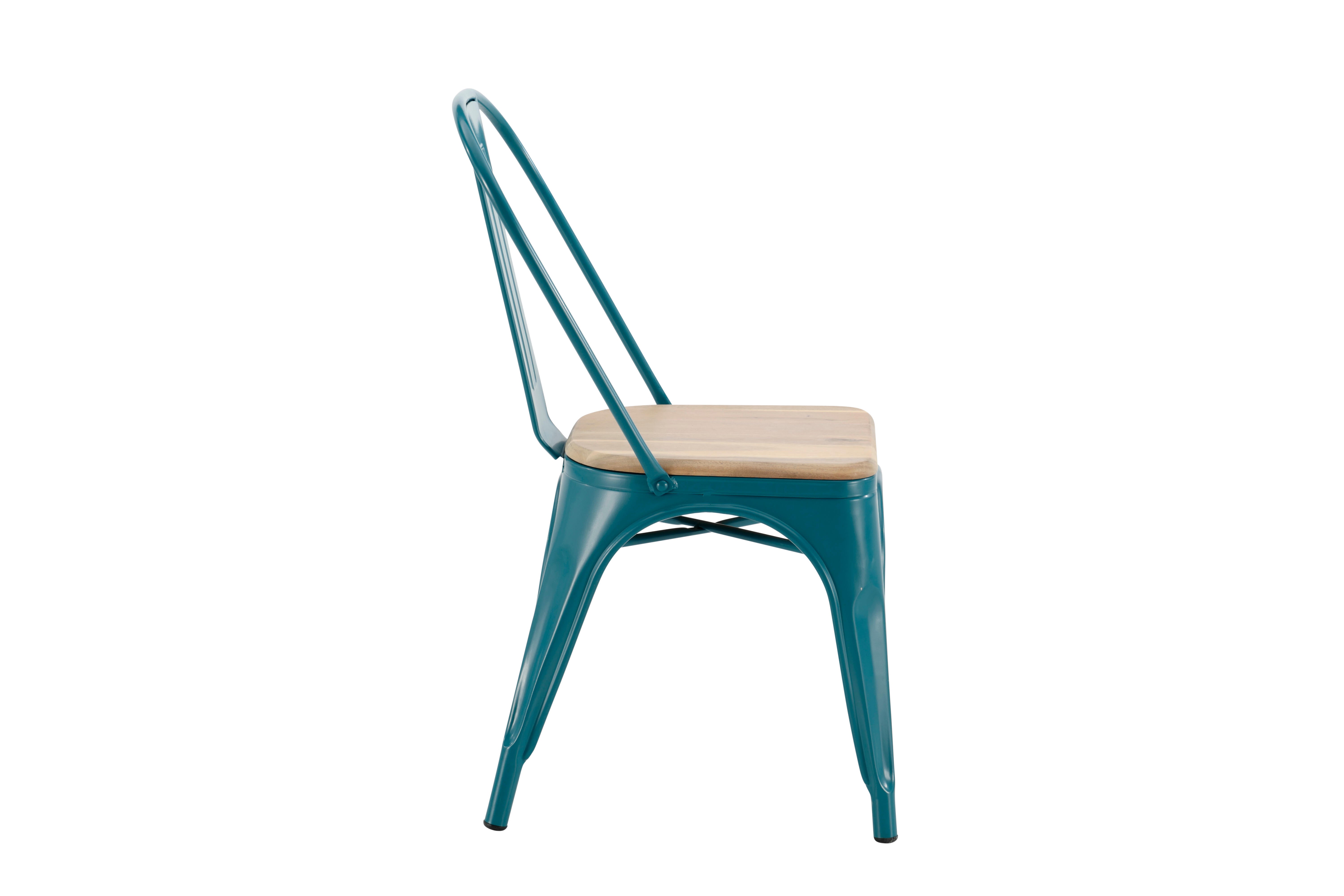 Sedia da giardino in acciaio blu Oxford, seduta in legno blu - 6