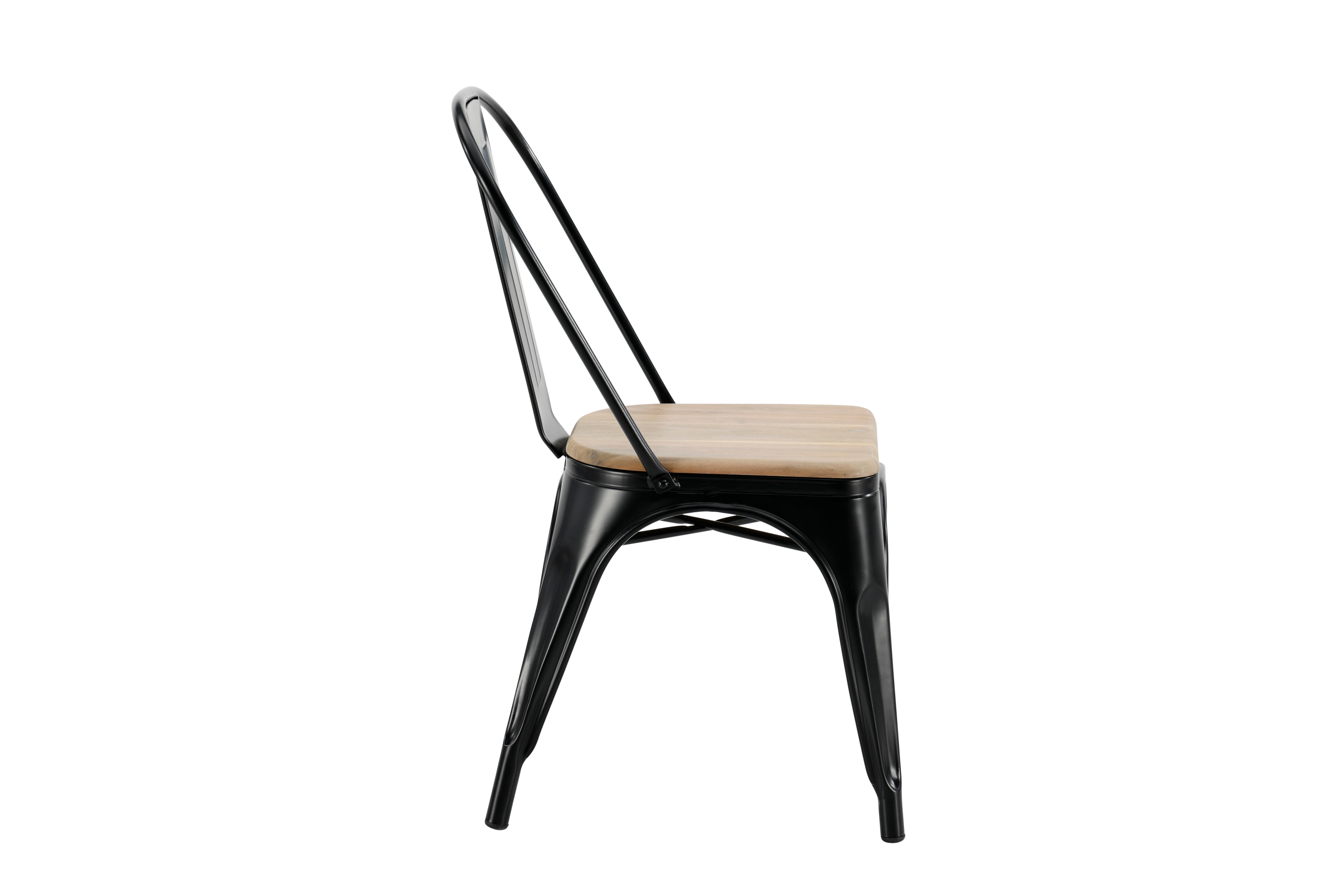 Sedia da giardino in acciaio nero Oxford, seduta in legno nero - 11