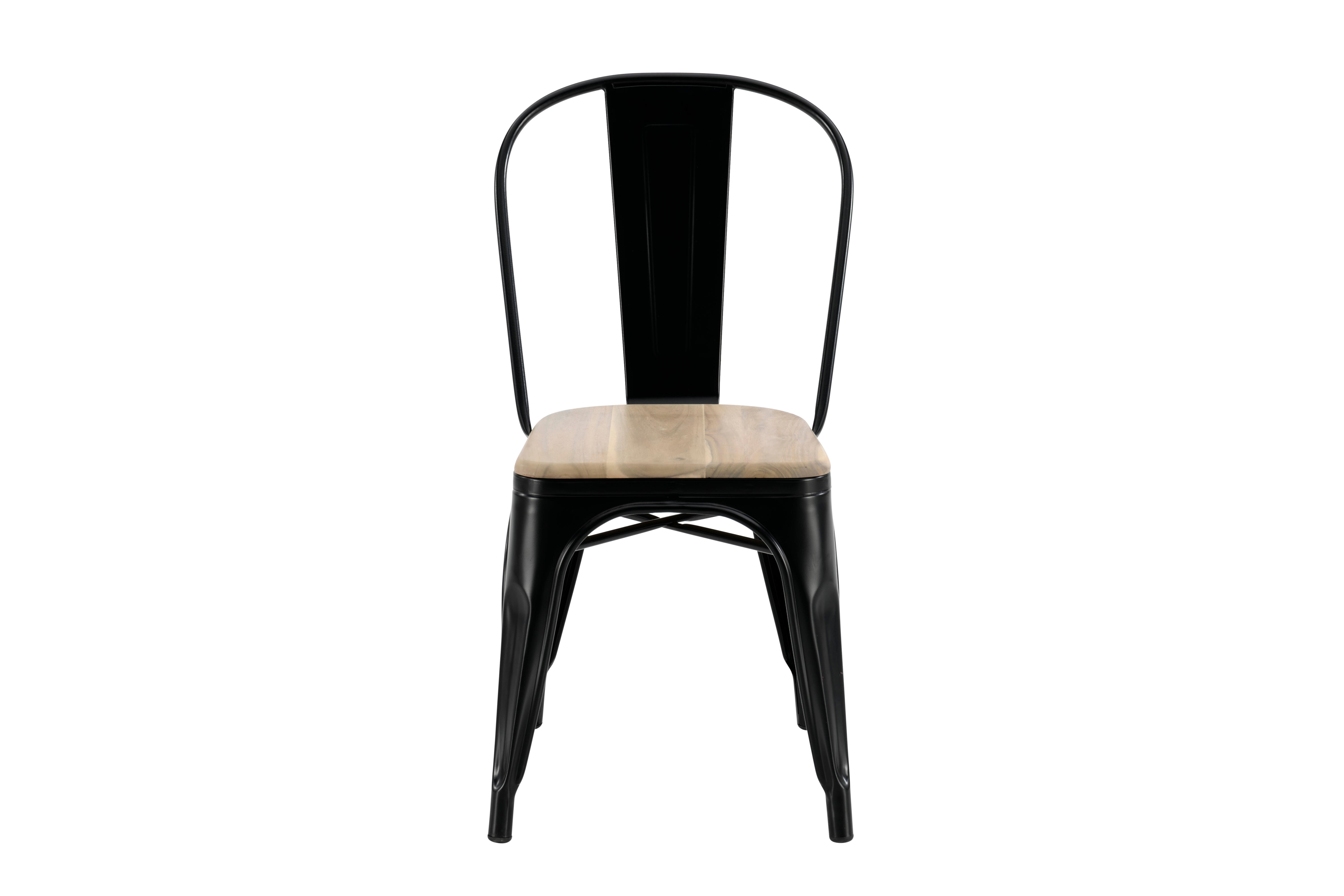 Sedia da giardino in acciaio nero Oxford, seduta in legno nero - 10