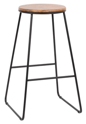 Sgabello Da Banco Con Schienale Intrecciato Ball &amp; Cast - In Legno Ed Ecopelle, Marrone