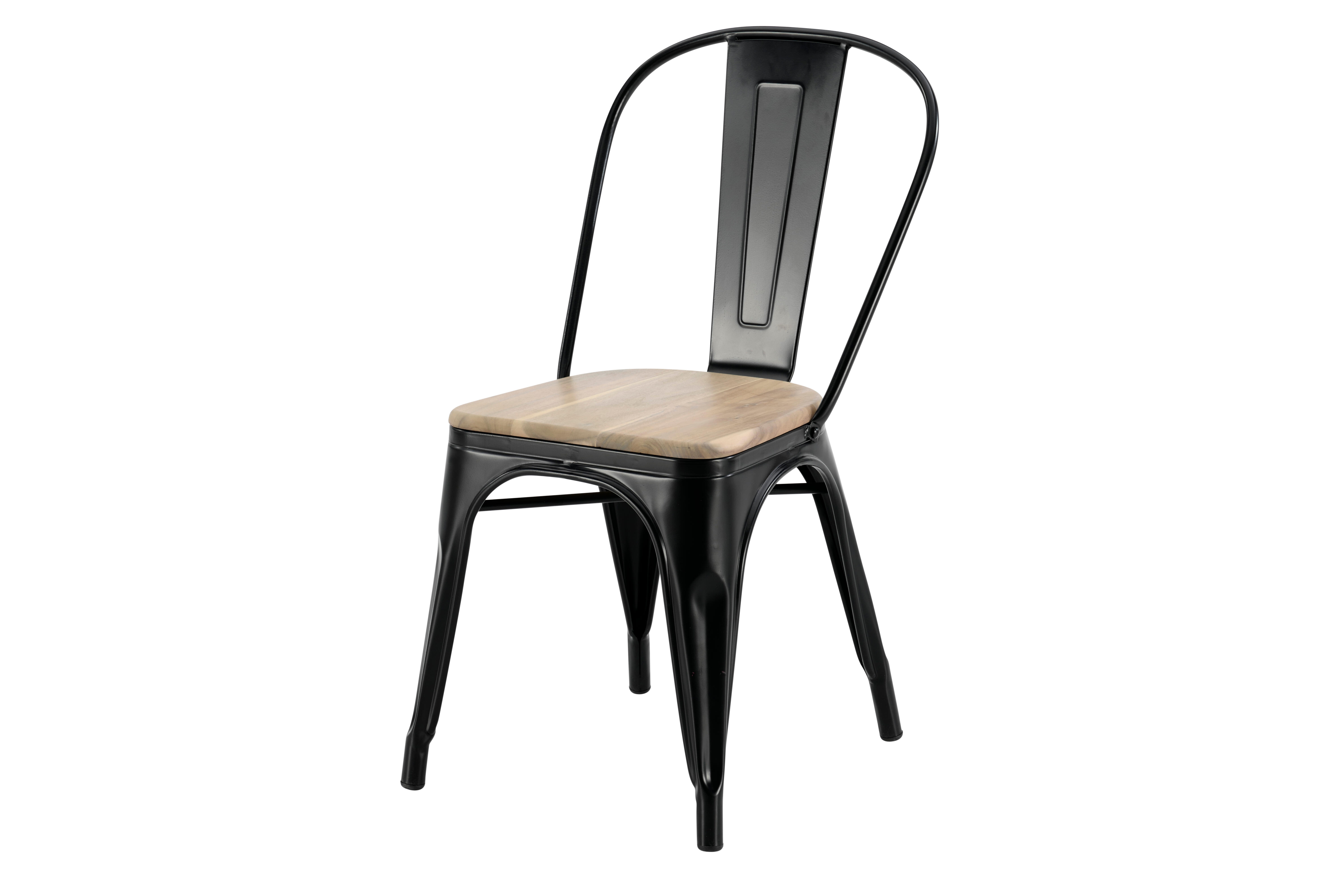 Sedia da giardino in acciaio nero Oxford, seduta in legno nero - 9