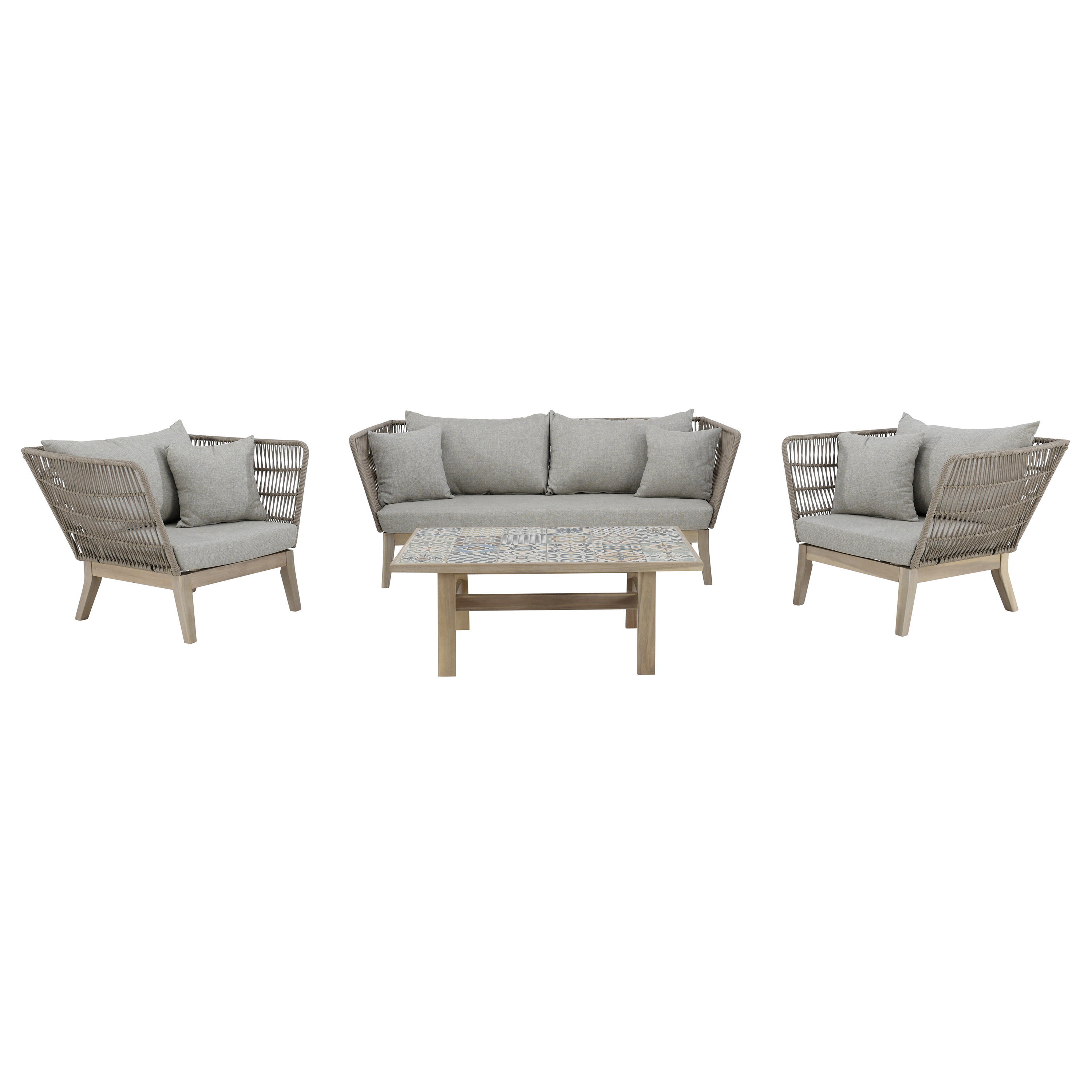 Sofá de jardín con cojín de madera Soho beige - 5