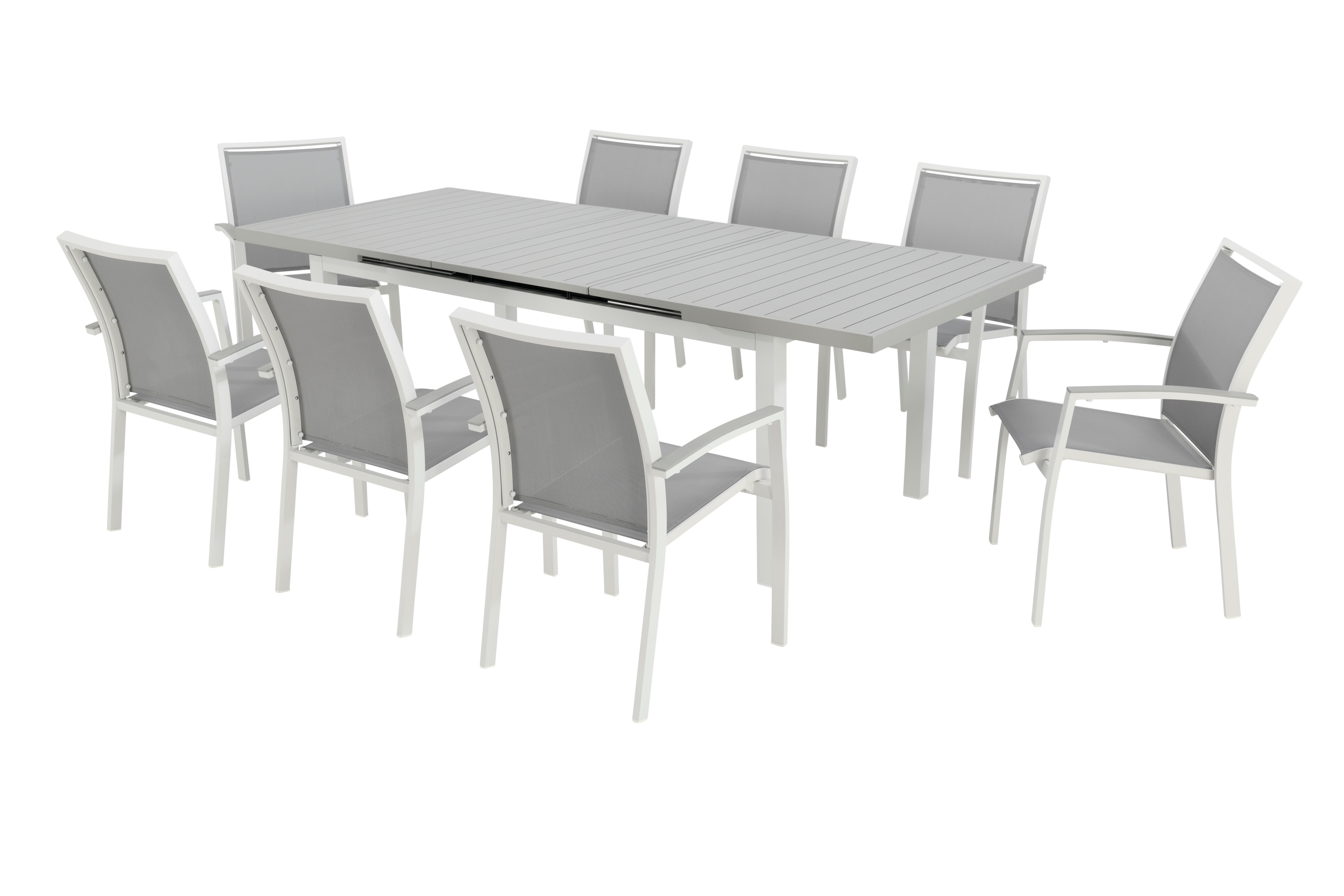 Set tavolo e sedie Las Vegas NATERIAL in alluminio bianco per